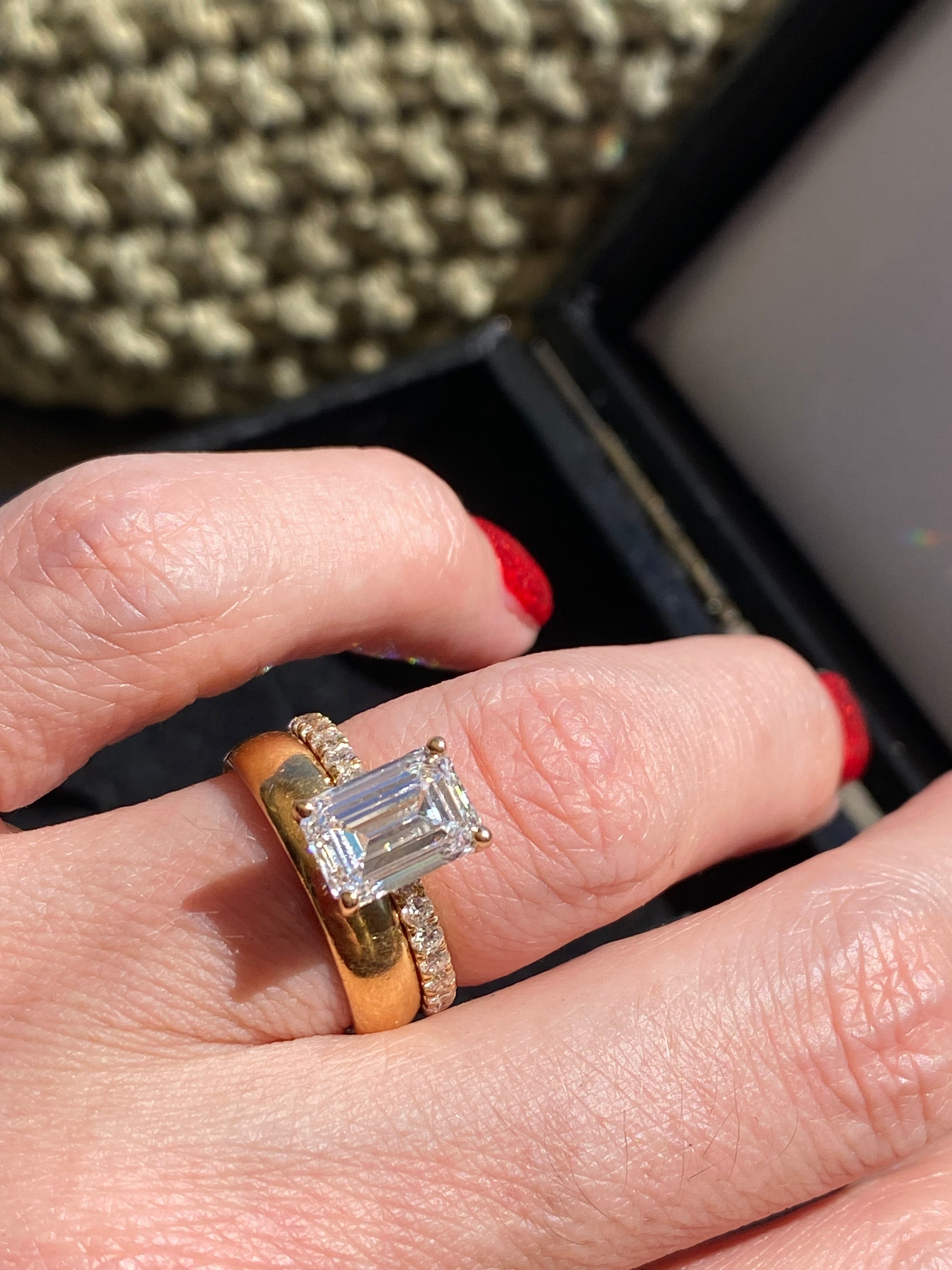 2.50 Carat Emerald Cut Lab Diamond Solitaire Engagement Ring in 18ct Yellow Gold