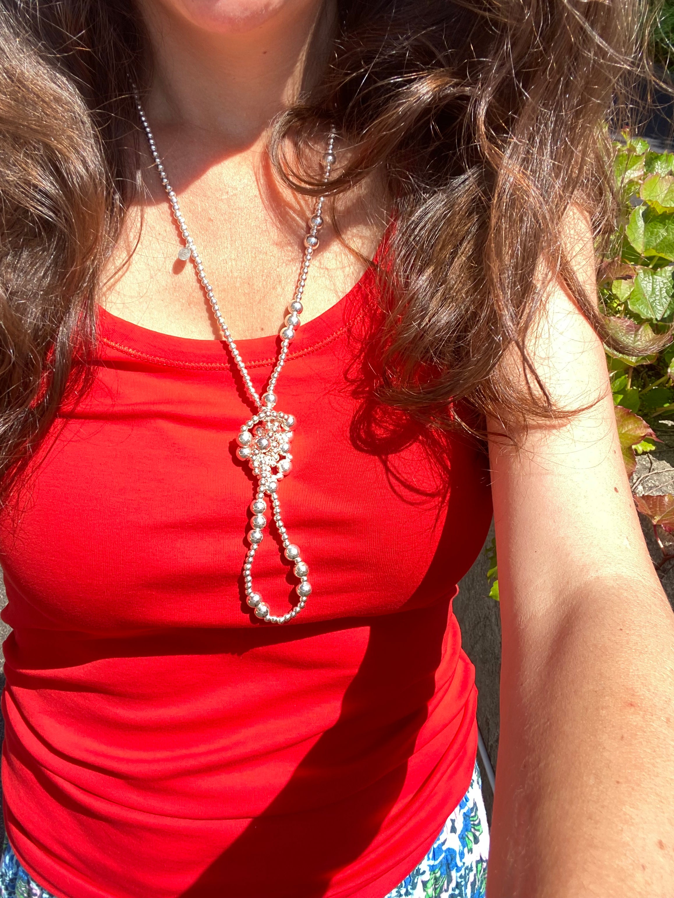 Opera Length Statement Sterling Silver Necklace