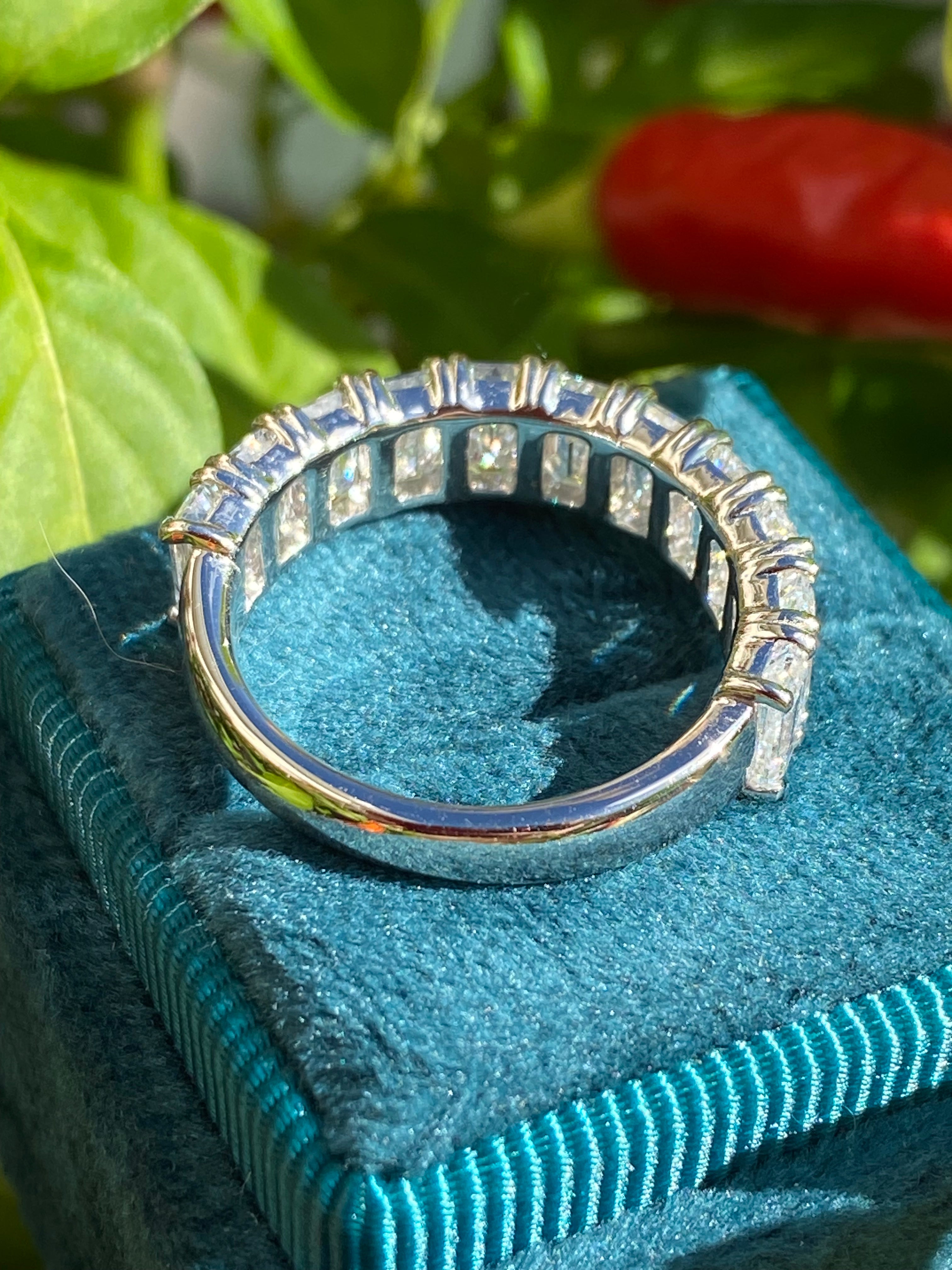 3.46 CTW Emerald Cut Lab Grown Diamond Half Eternity Ring in Platinum