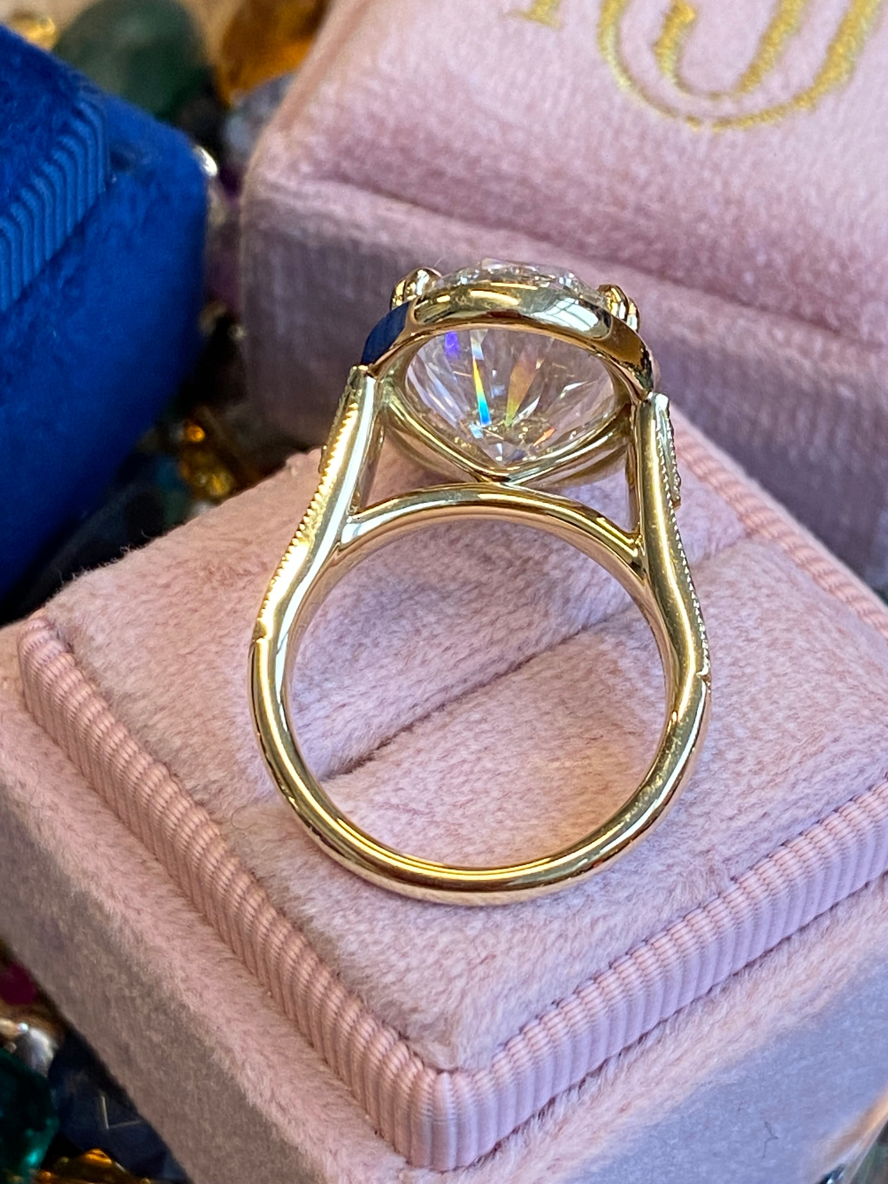 8.05 Carat Oval Cut Lab Diamond Solitaire Engagement Ring in 18ct Yellow Gold