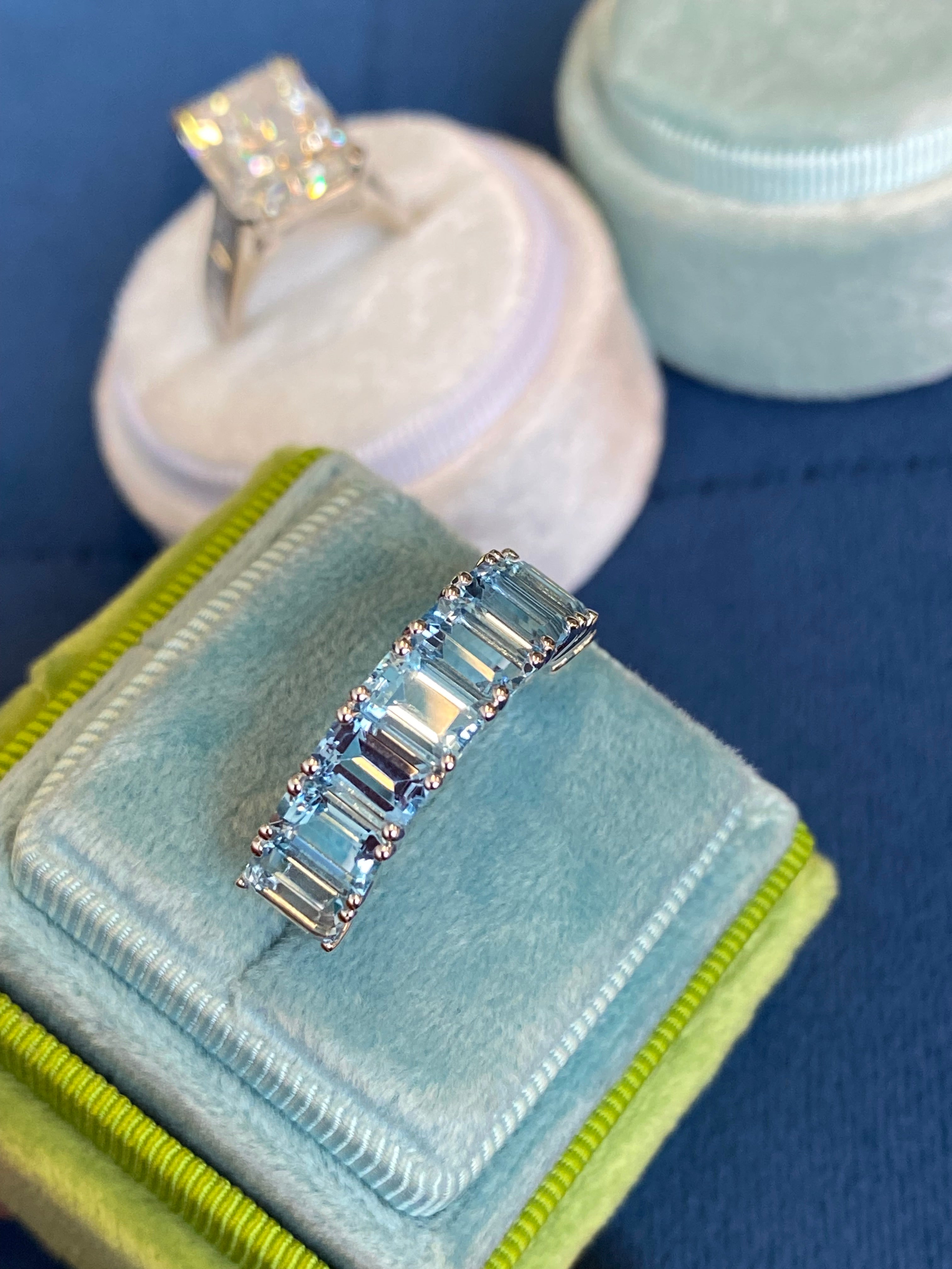 4.34 CTW Aquamarine Eternity Ring in 9ct White Gold