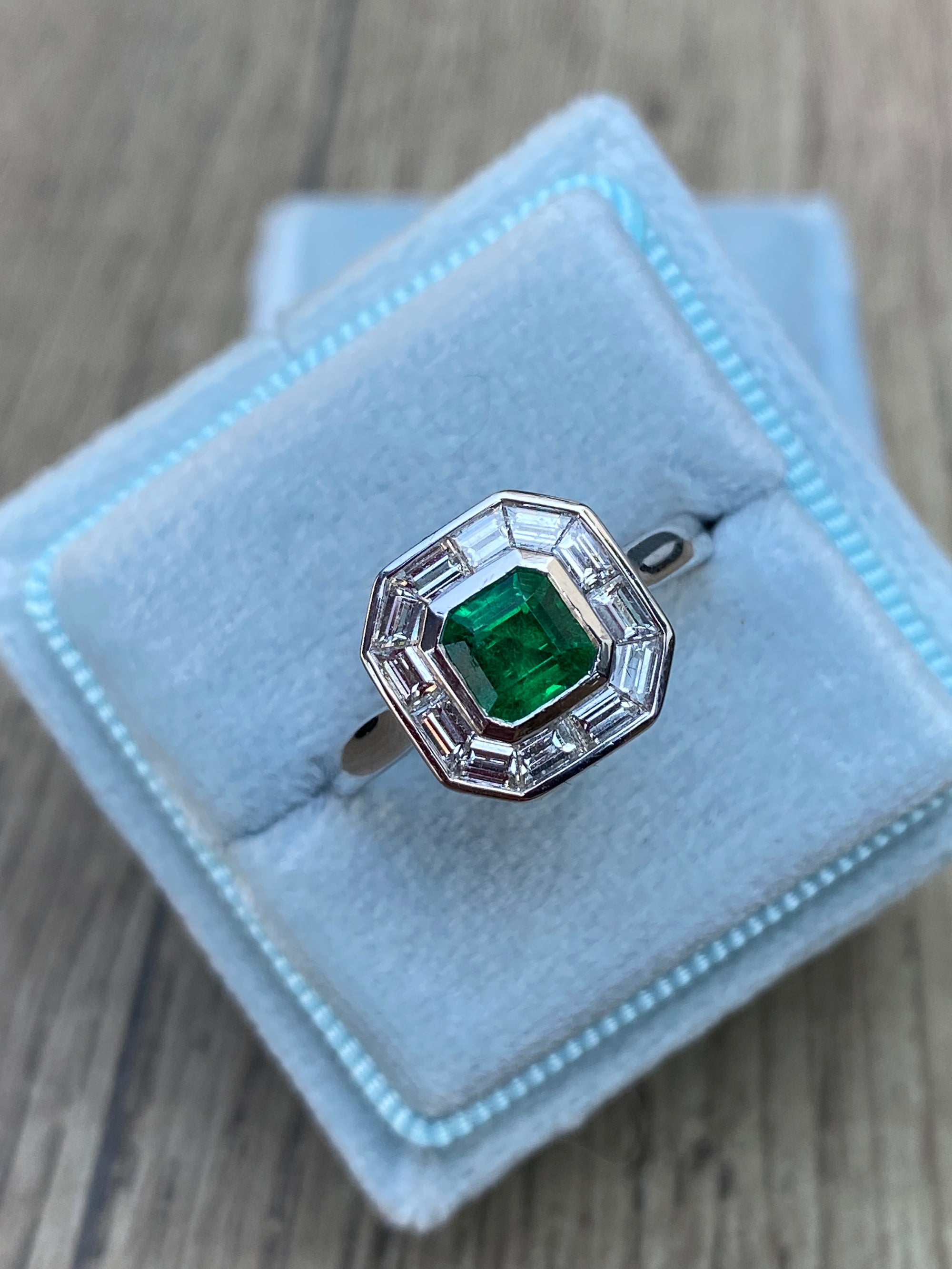1.51 CTW Emerald and Natural Diamond Ring in Platinum
