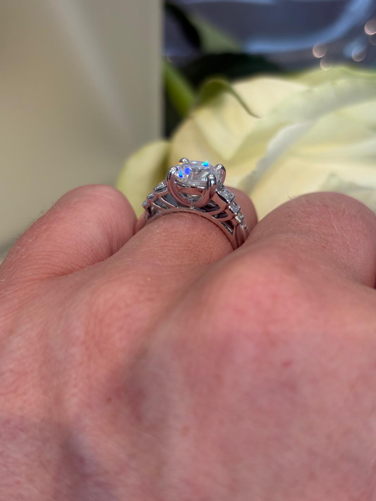 3.00 CTW Moissanite Art Deco Style Engagement Ring