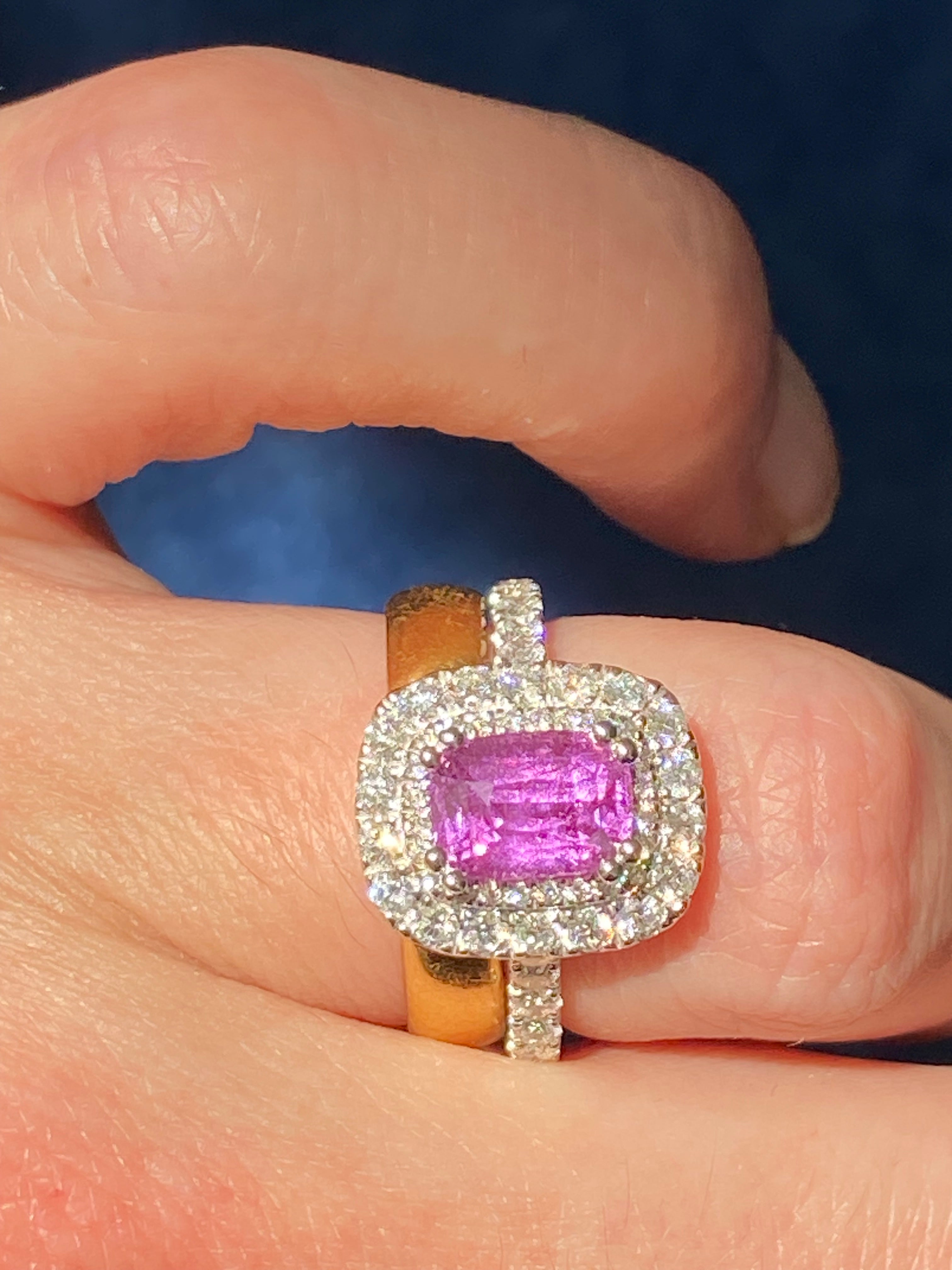 1.95 Carat Purple Sapphire and 0.97ctw Natural Diamond Halo Ring in Platinum