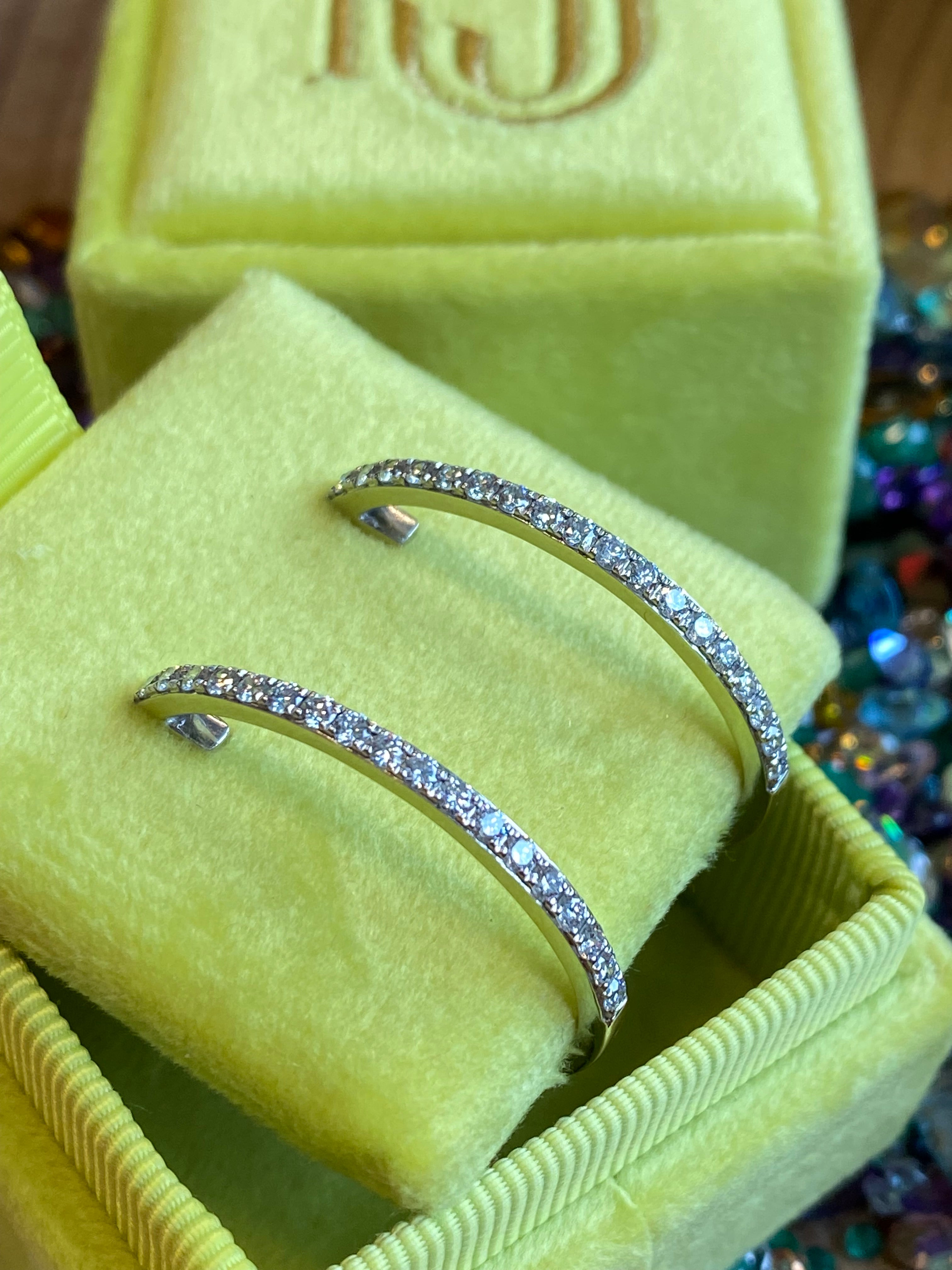 1.54 CTW Natural Diamond Hoop Earrings in 18ct White Gold