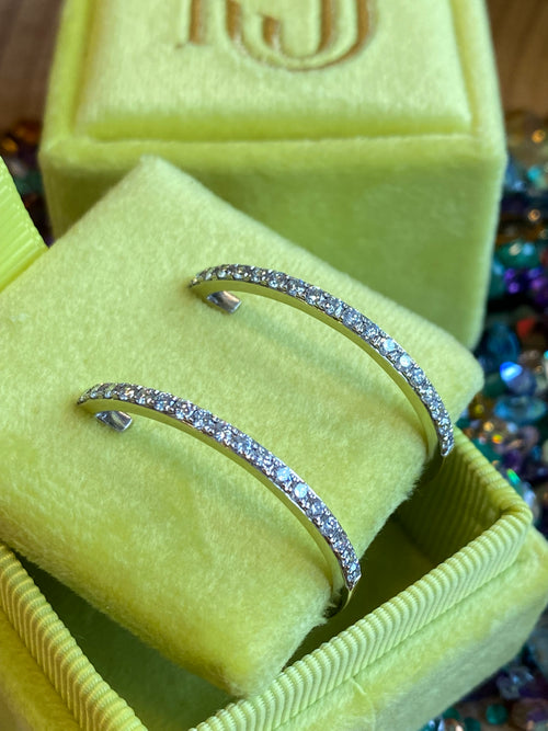 1.54 CTW Natural Diamond Hoop Earrings in 18ct White Gold