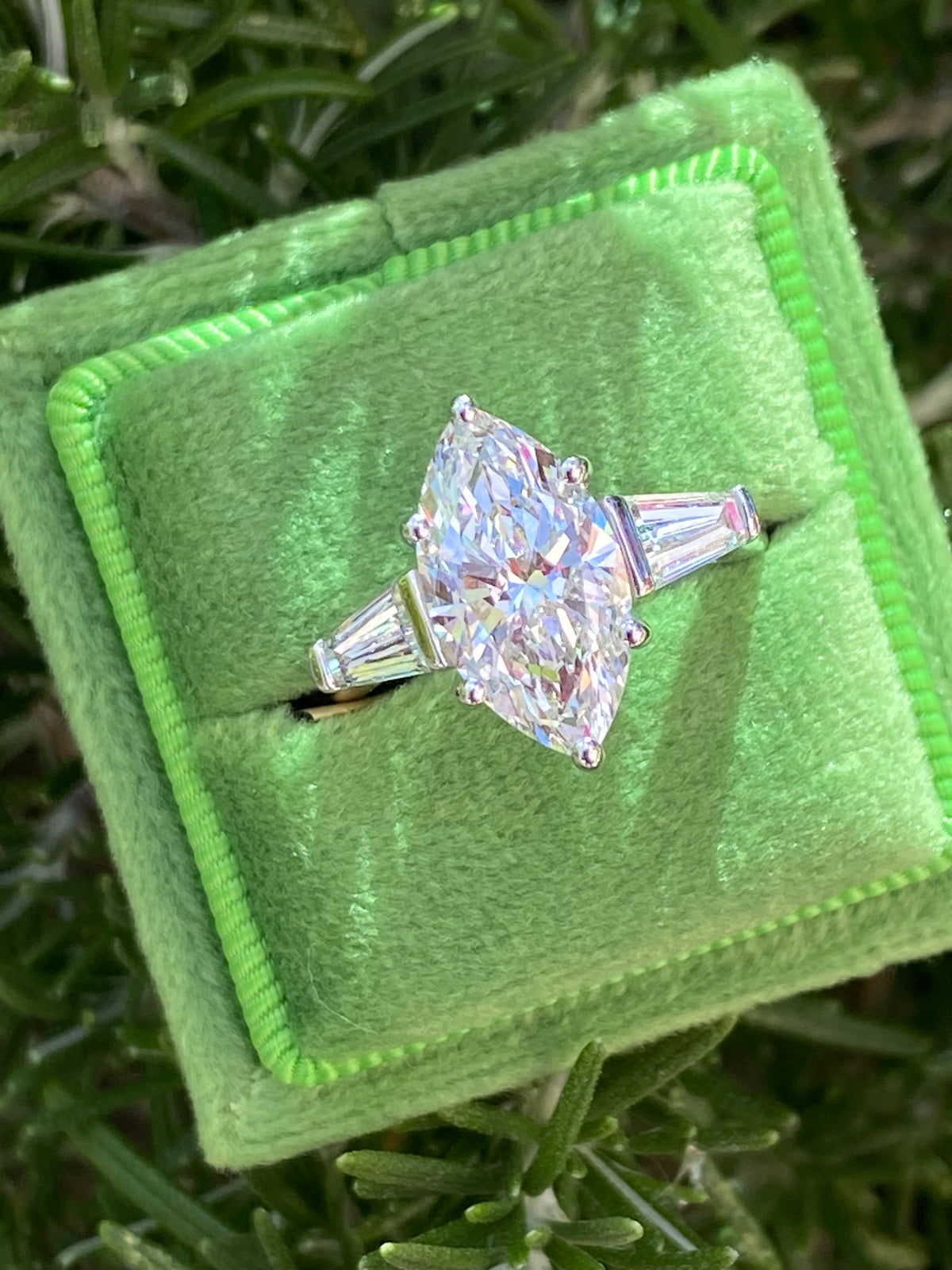3.98 CTW Marquise Cut Lab Diamond Engagement Ring in Platinum