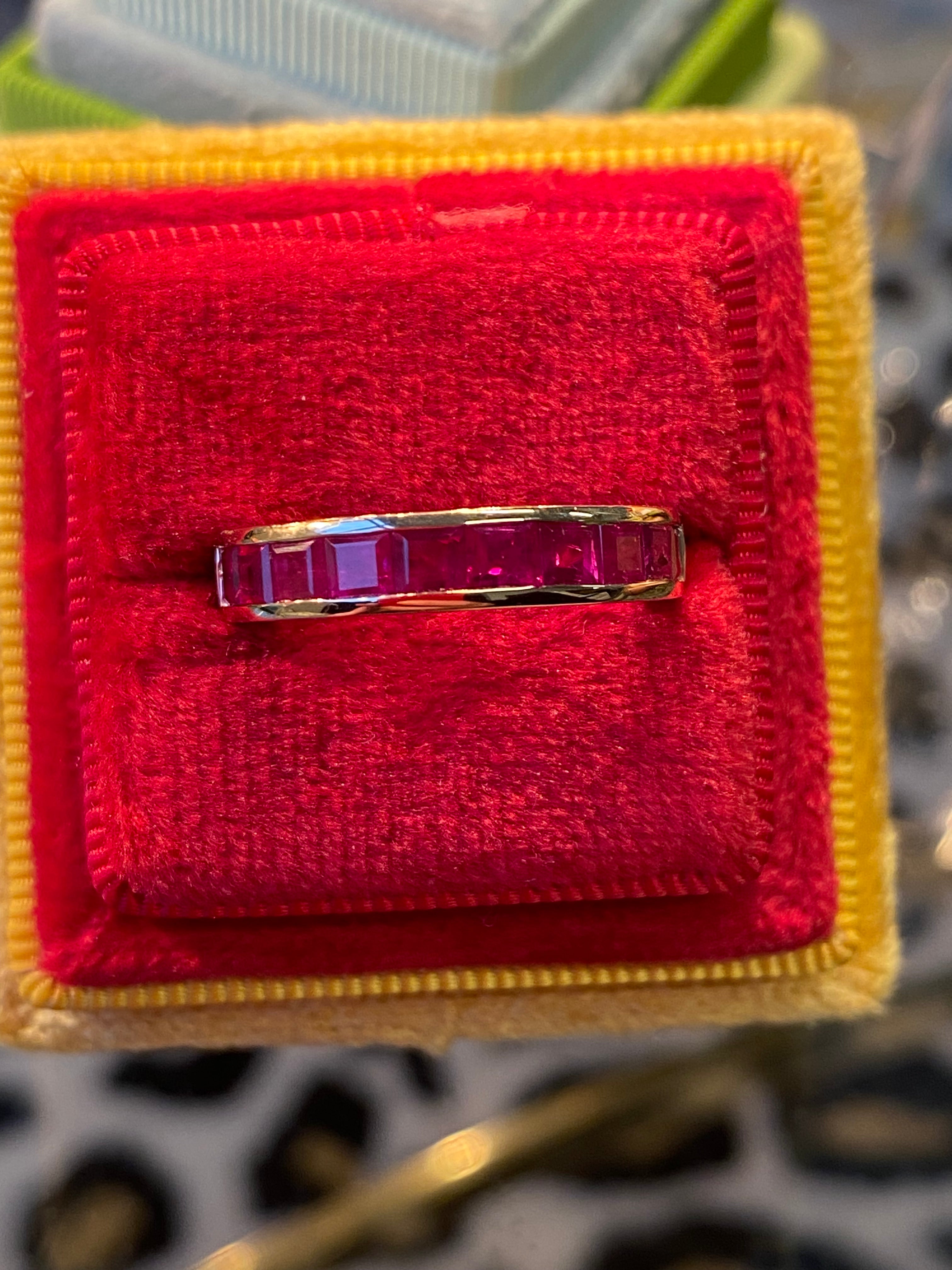 Princess Cut Channel Set Ruby in 9ct Yellow Gold