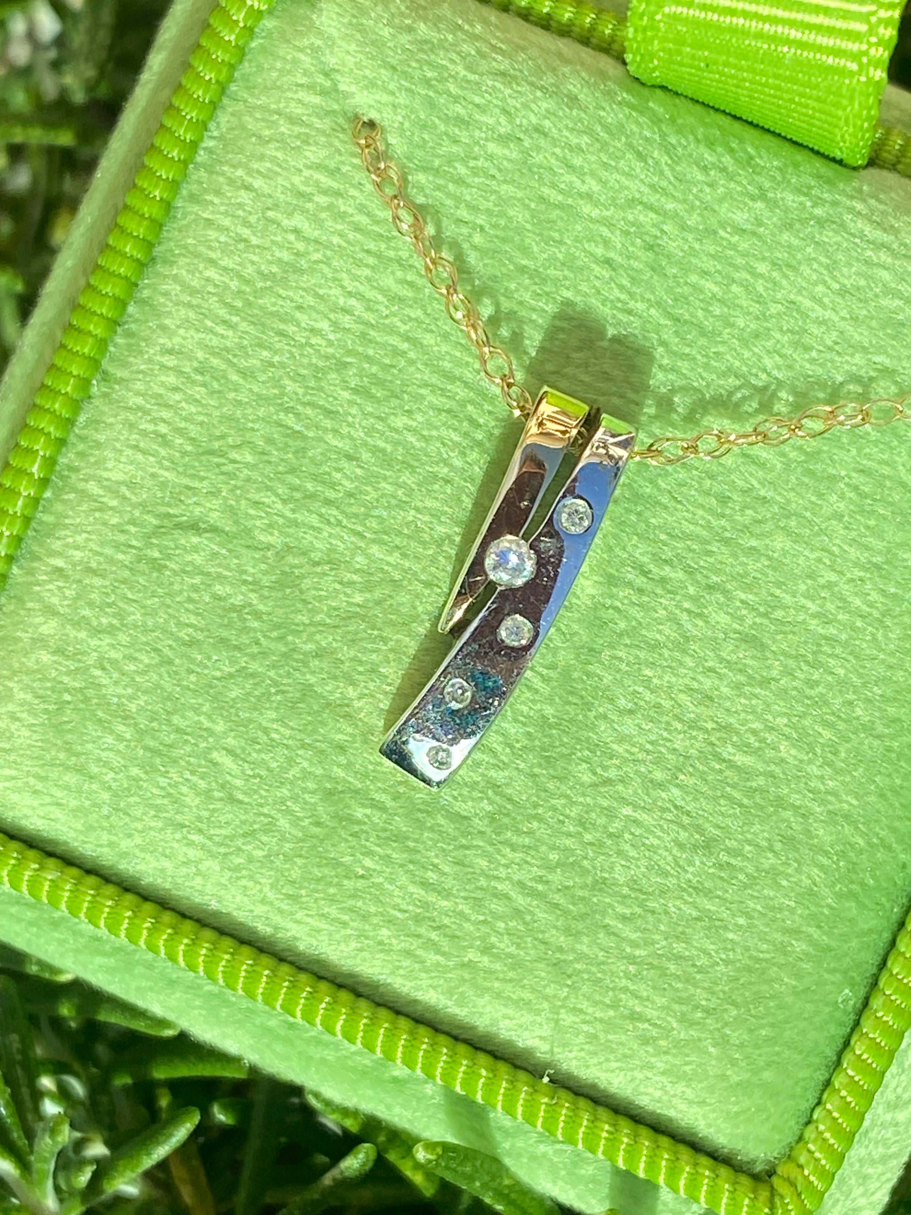 Vintage Diamond Pendant Necklace in 9ct Yellow and White  Gold