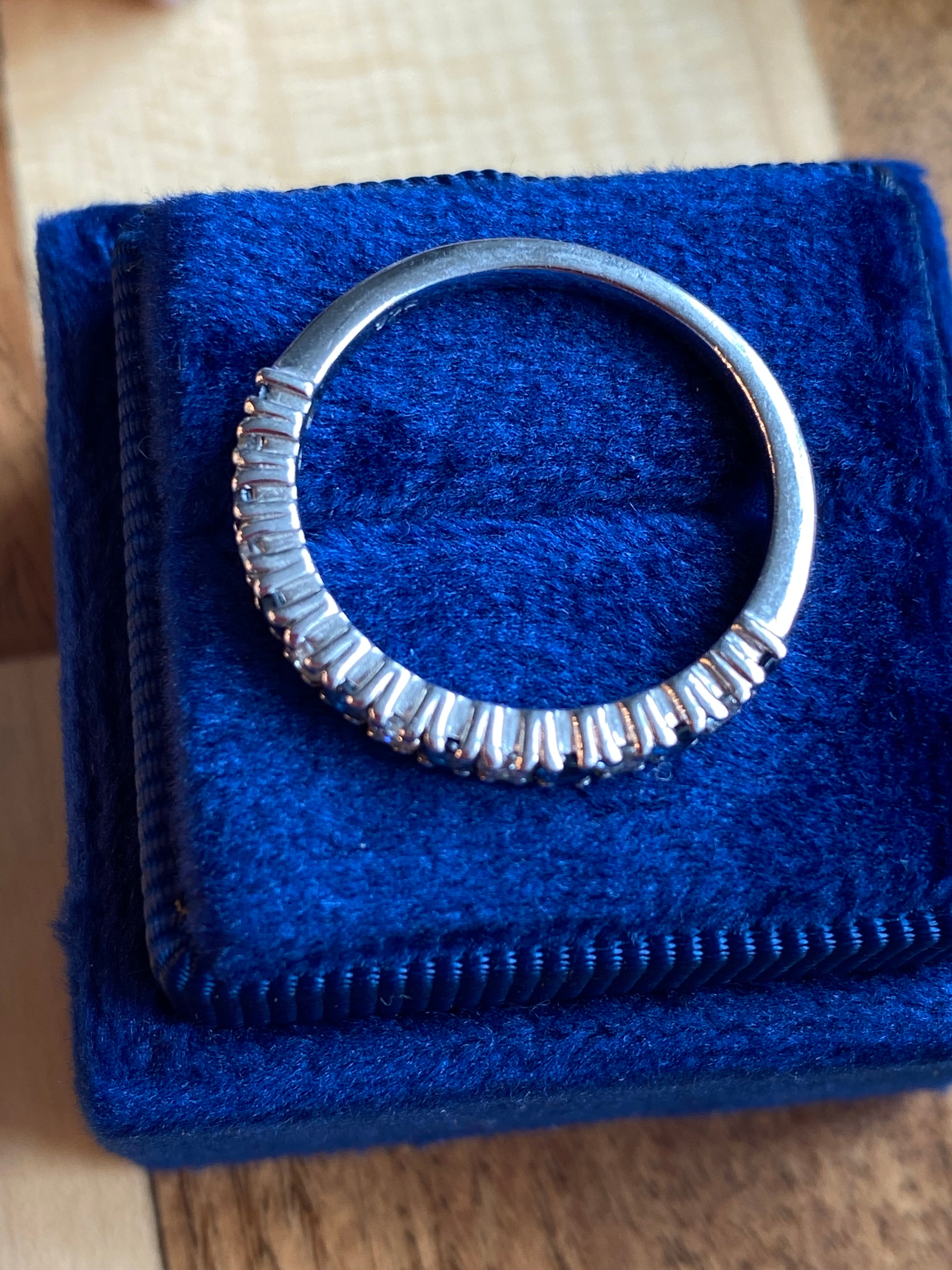0.47ctw Natural Sapphire and Moissanite Eternity Stacking Ring