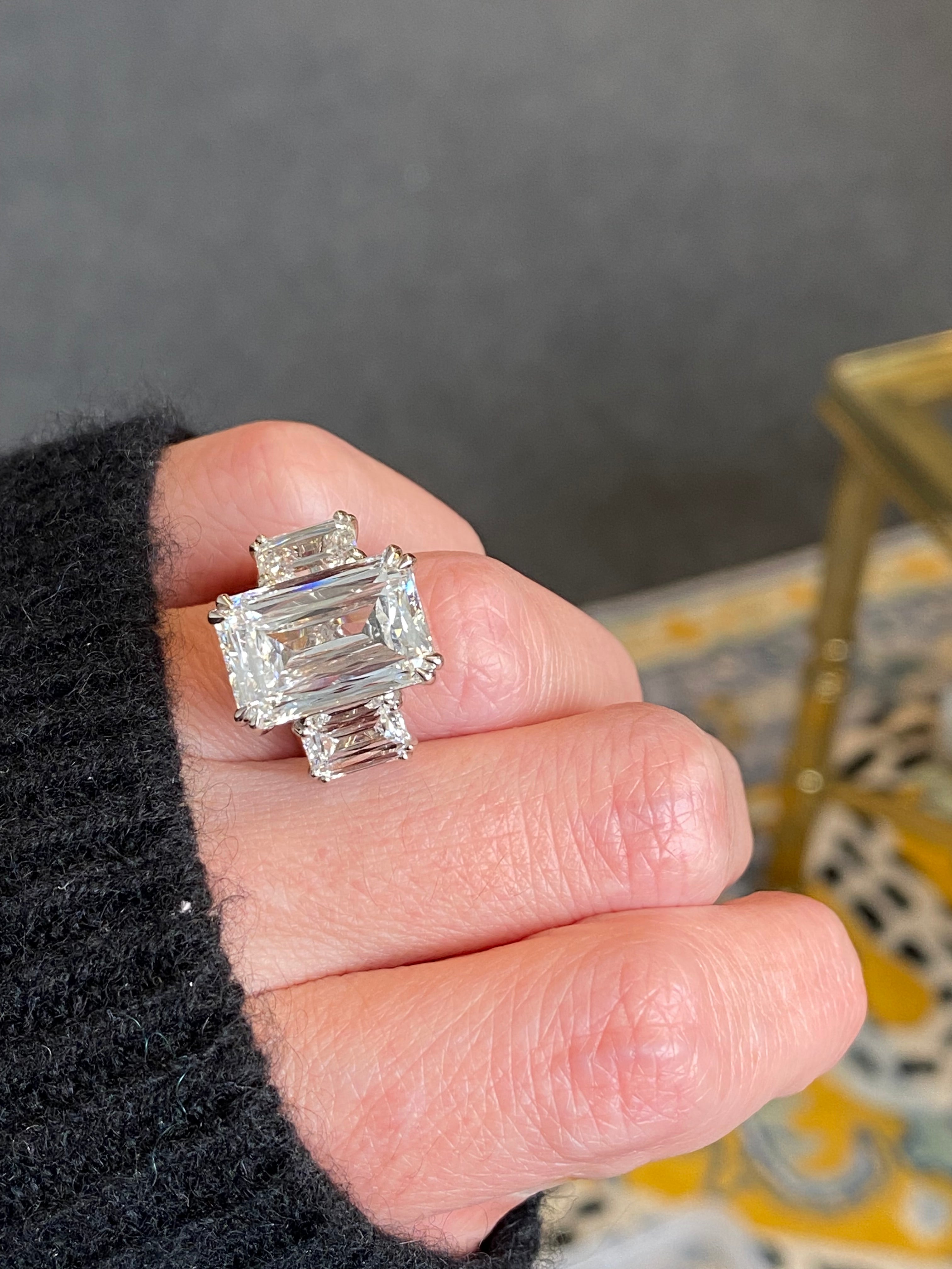 14.24 CTW Ashoka Cut Lab Diamond Three Stone Engagement Ring in Platinum