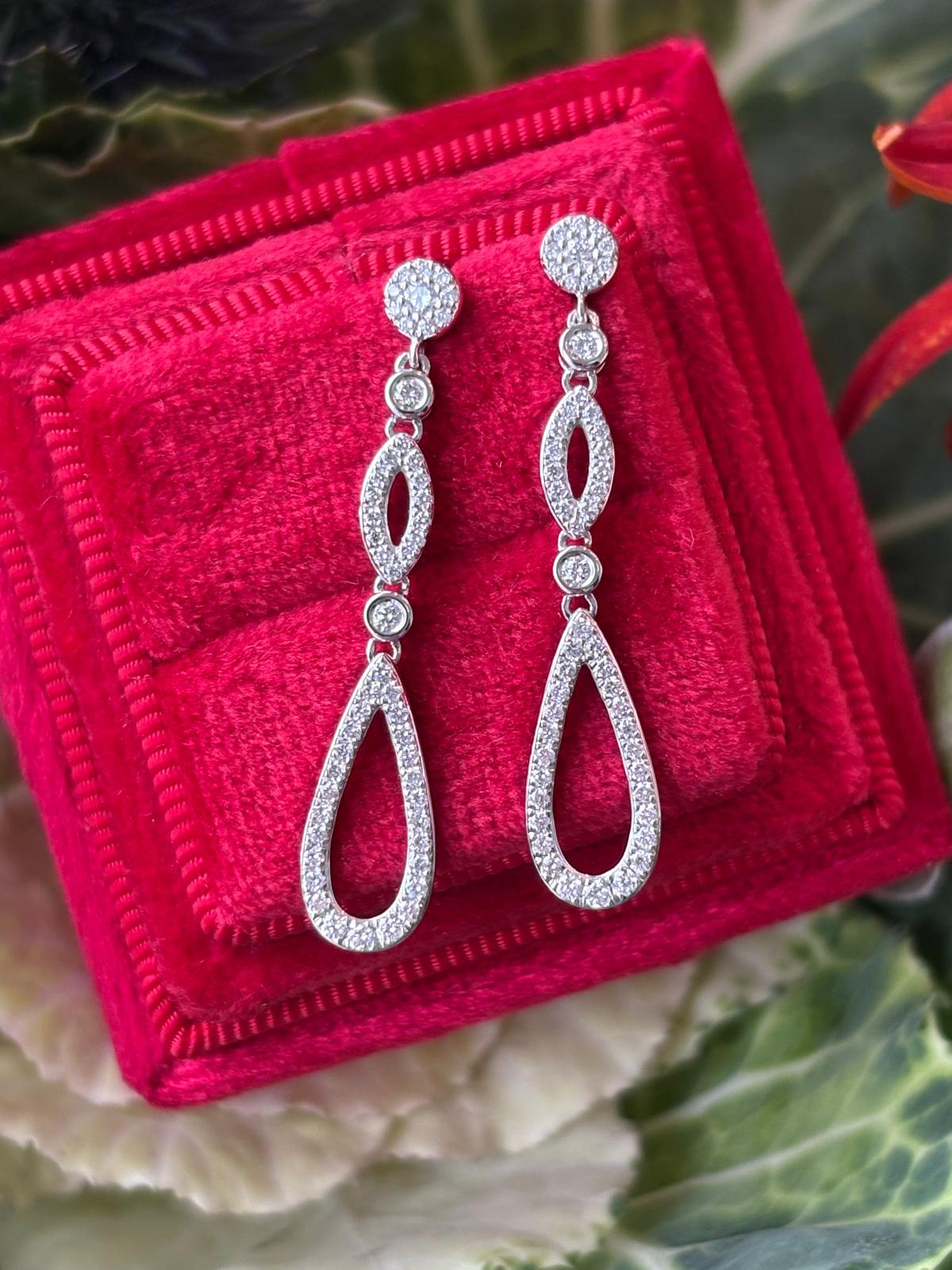 Statement Natural Diamond Drop Earrings in 18ct White Gold