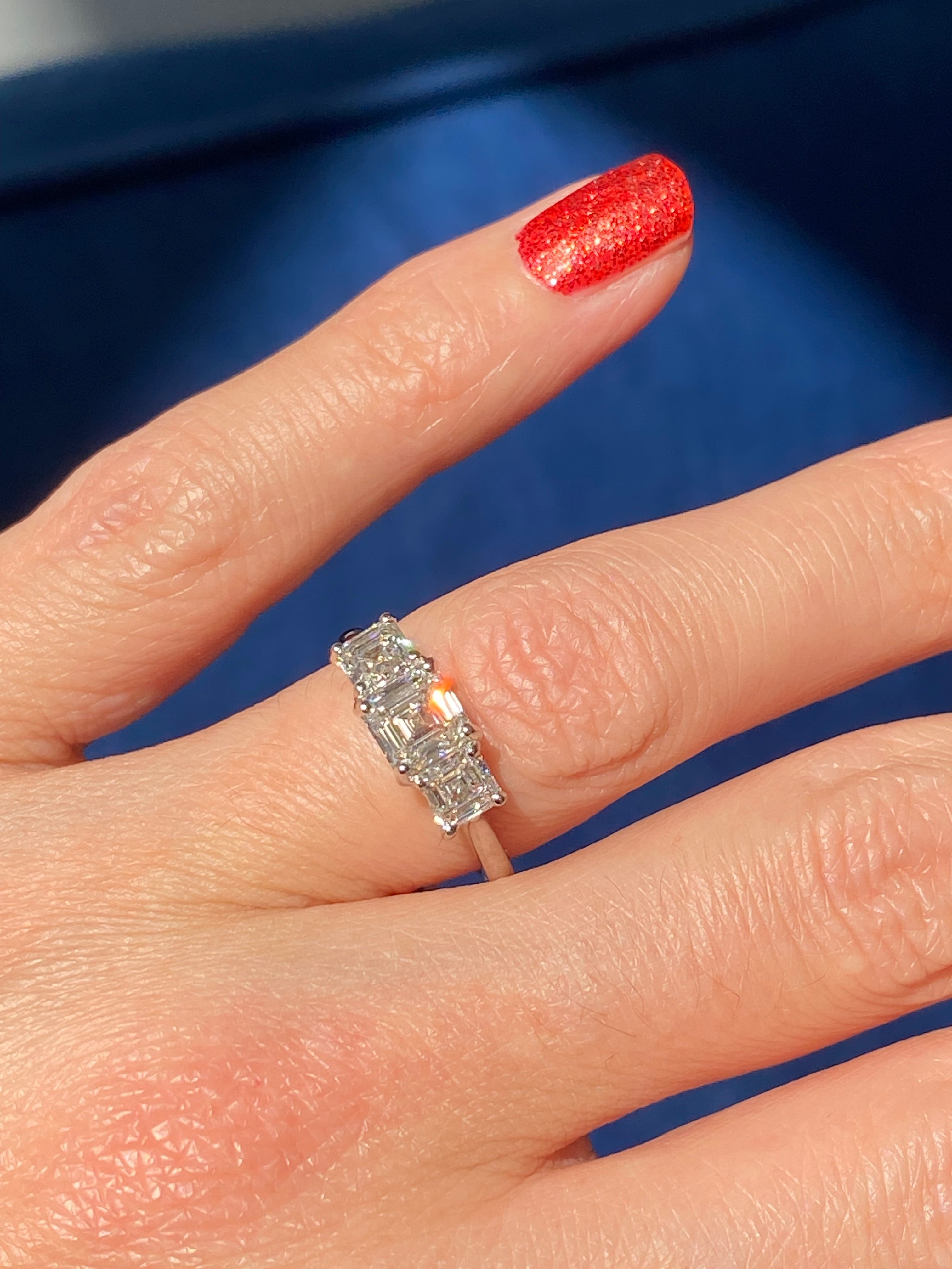 Heritage 2.00 CT + Asscher Cut Lab Grown Diamond Three Stone Trilogy Engagement Ring, at Least F Colour / VVS Clarity