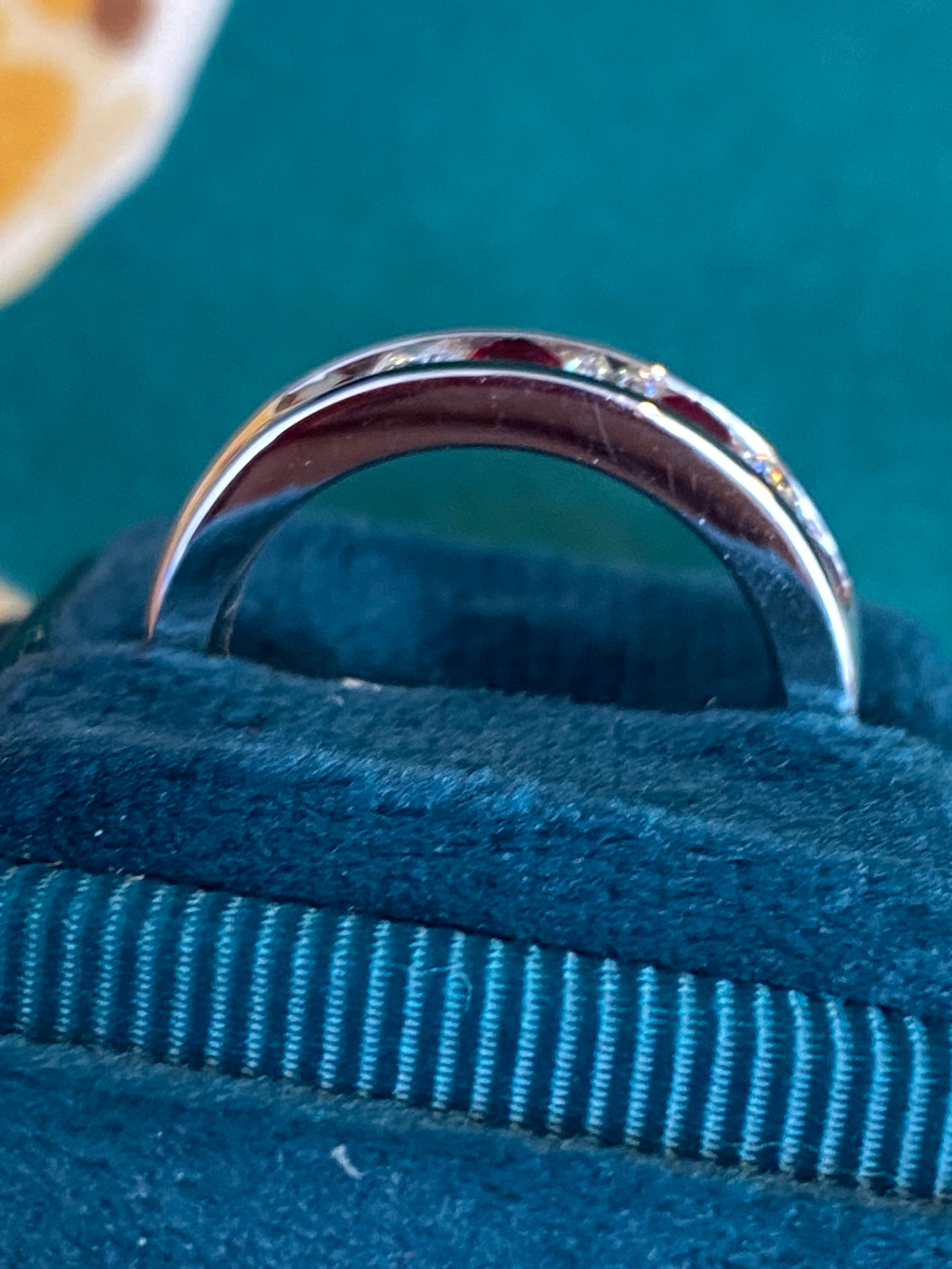 Ruby and Natural Diamond Seven Stone Channel Set Eternity Ring in Platinum