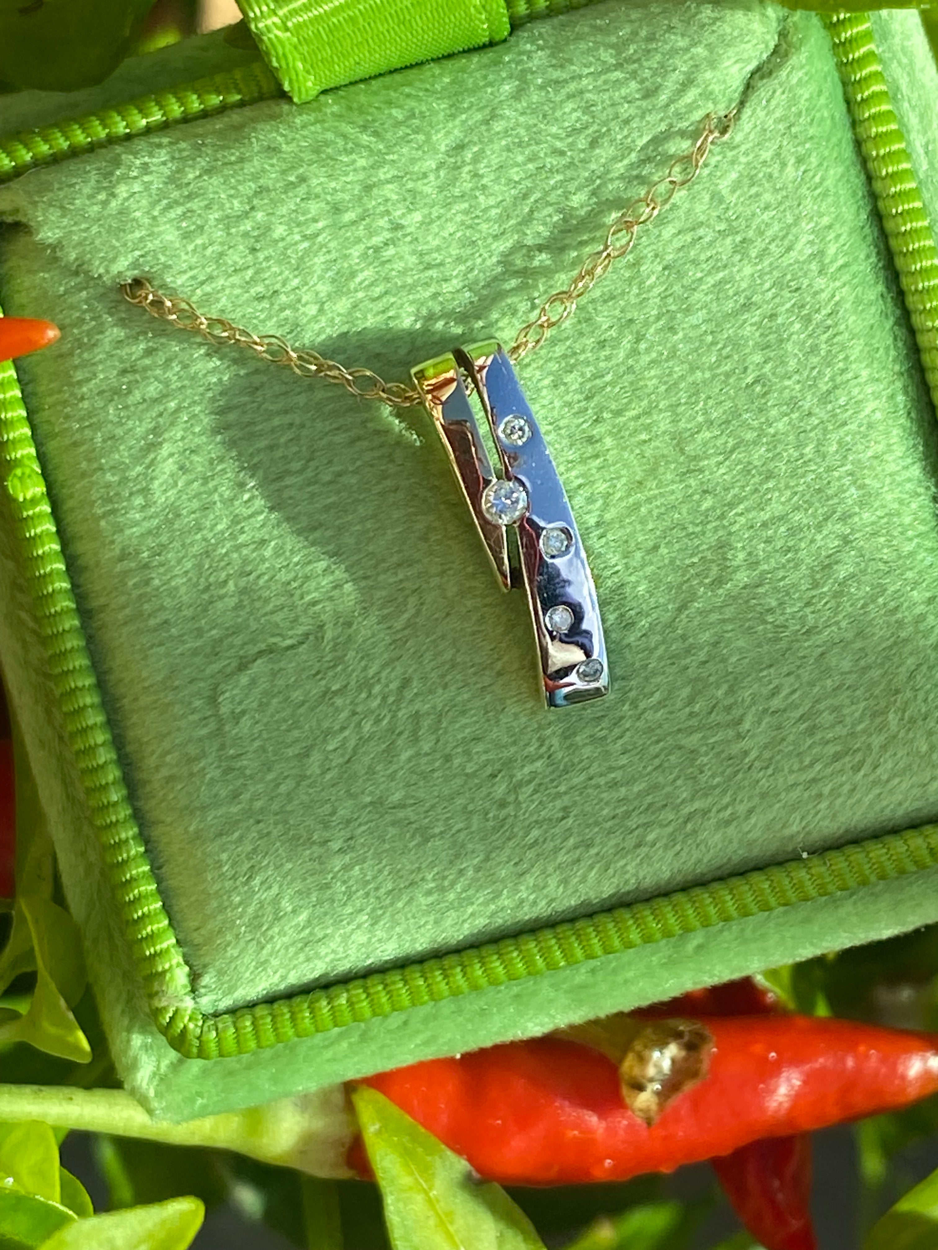 Vintage Diamond Pendant Necklace in 9ct Yellow and White  Gold