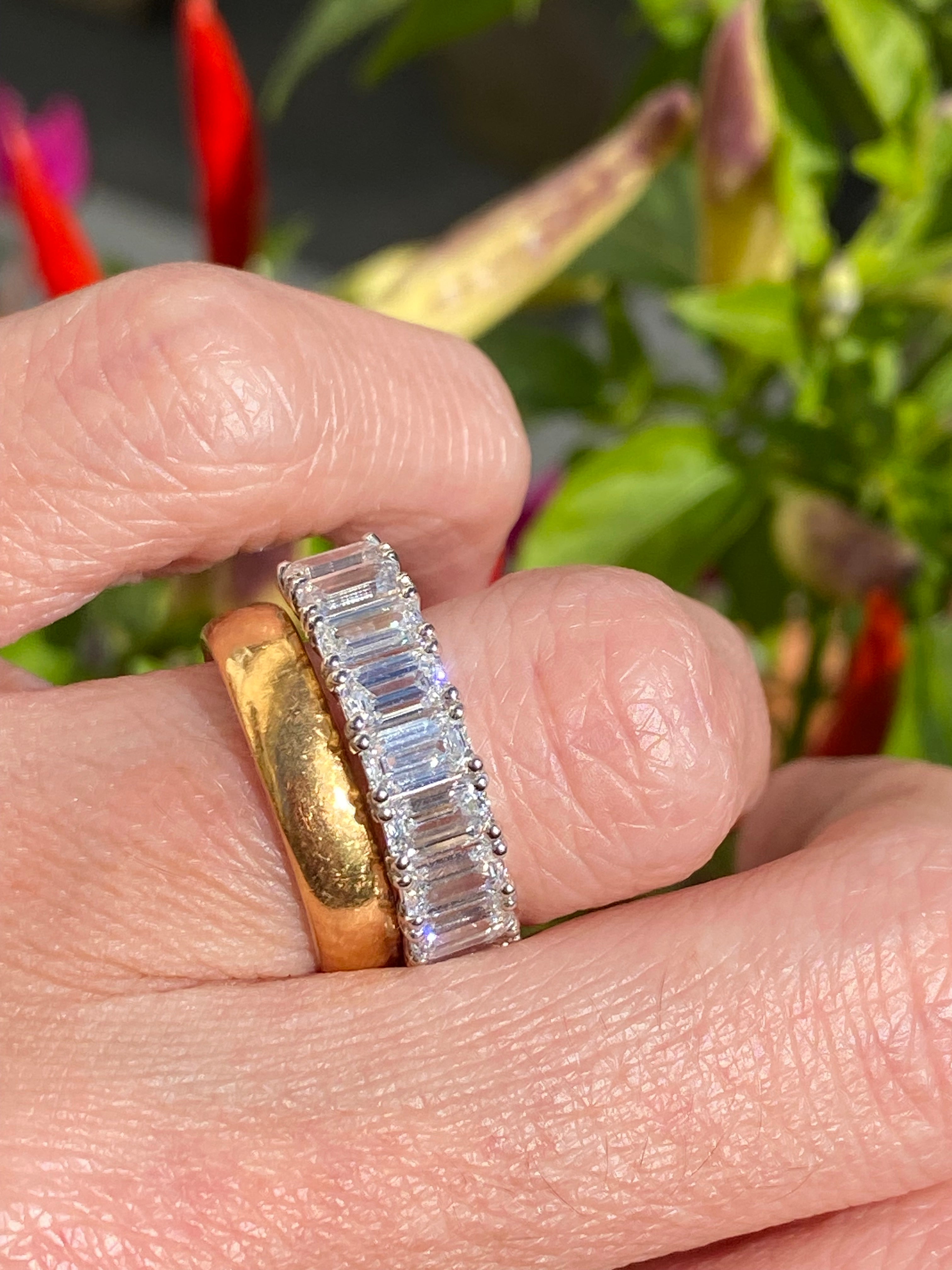 3.46 CTW Emerald Cut Lab Grown Diamond Half Eternity Ring in Platinum