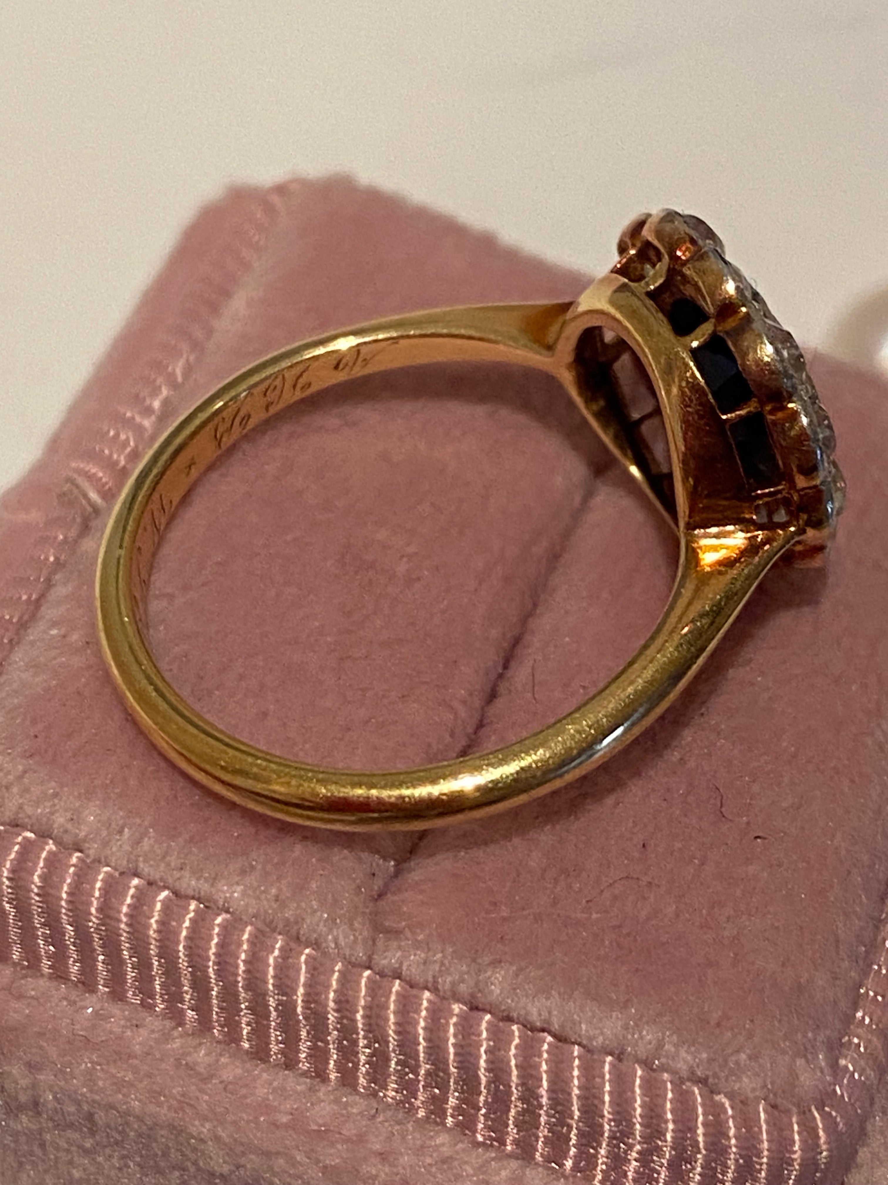 2.25 CTW Antique Edwardian Old Cut Sapphire and Diamond Daisy Ring in 18ct Gold and Platinum