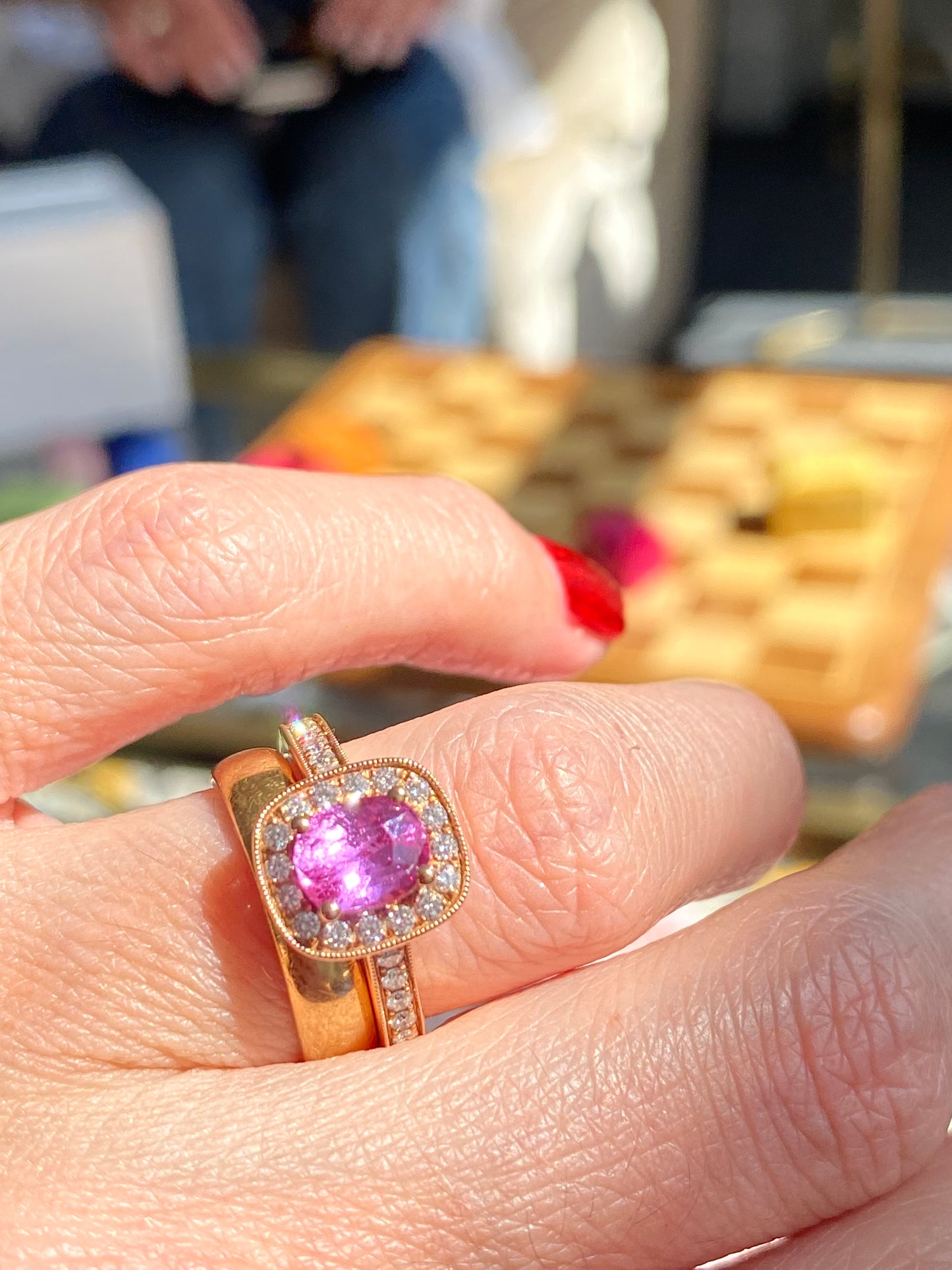 1.60 Carat Pink Sapphire and Natural Diamond Ring in 18ct Rose Gold