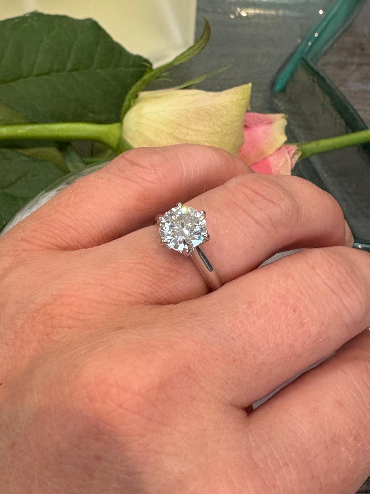 2.00 Carat Knife Edge Round Brilliant Moissanite Solitaire Ring