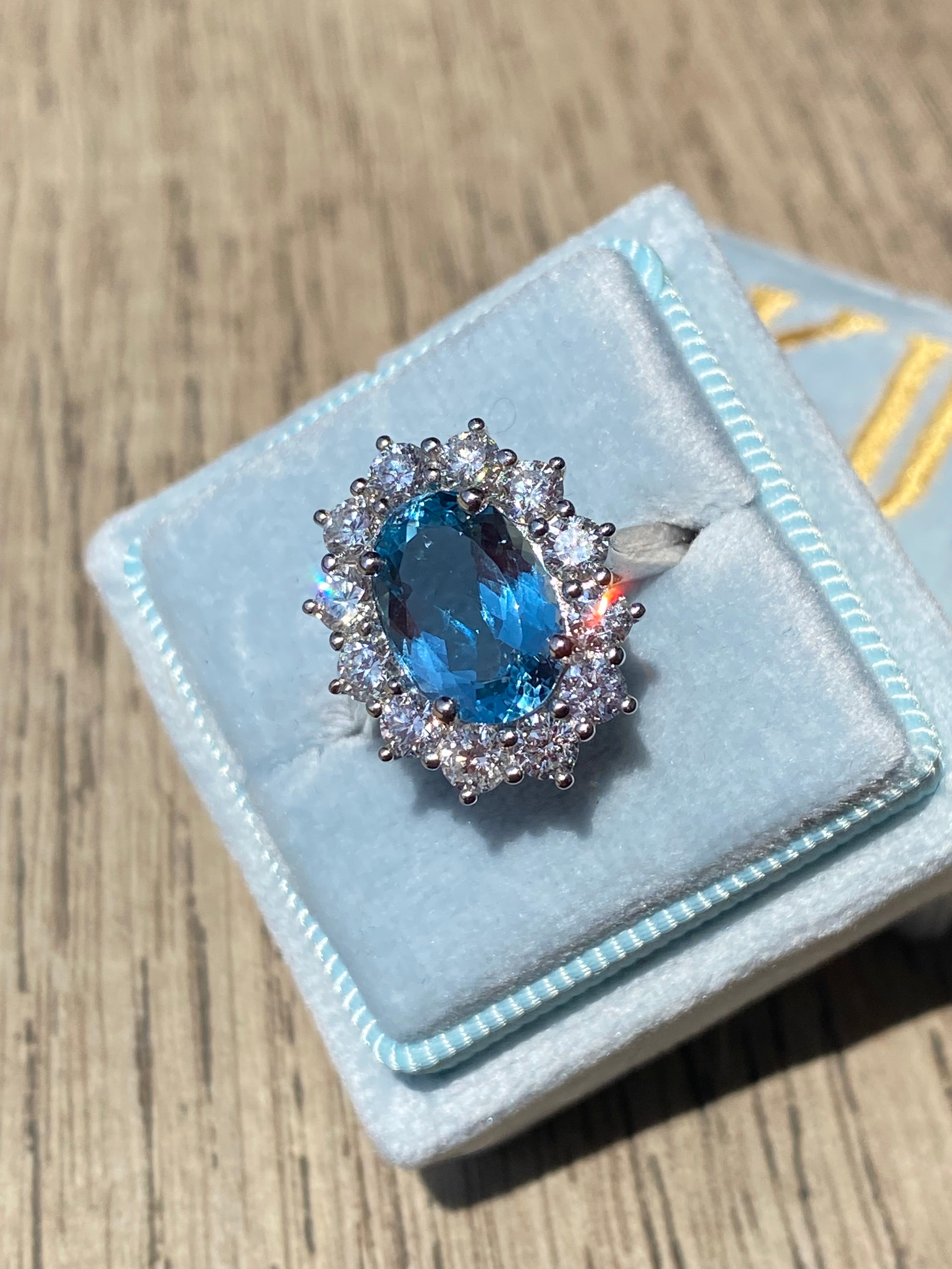 4.32 CTW Marquise Cut Aquamarine and Natural Diamond Halo Engagement Ring in Platinum
