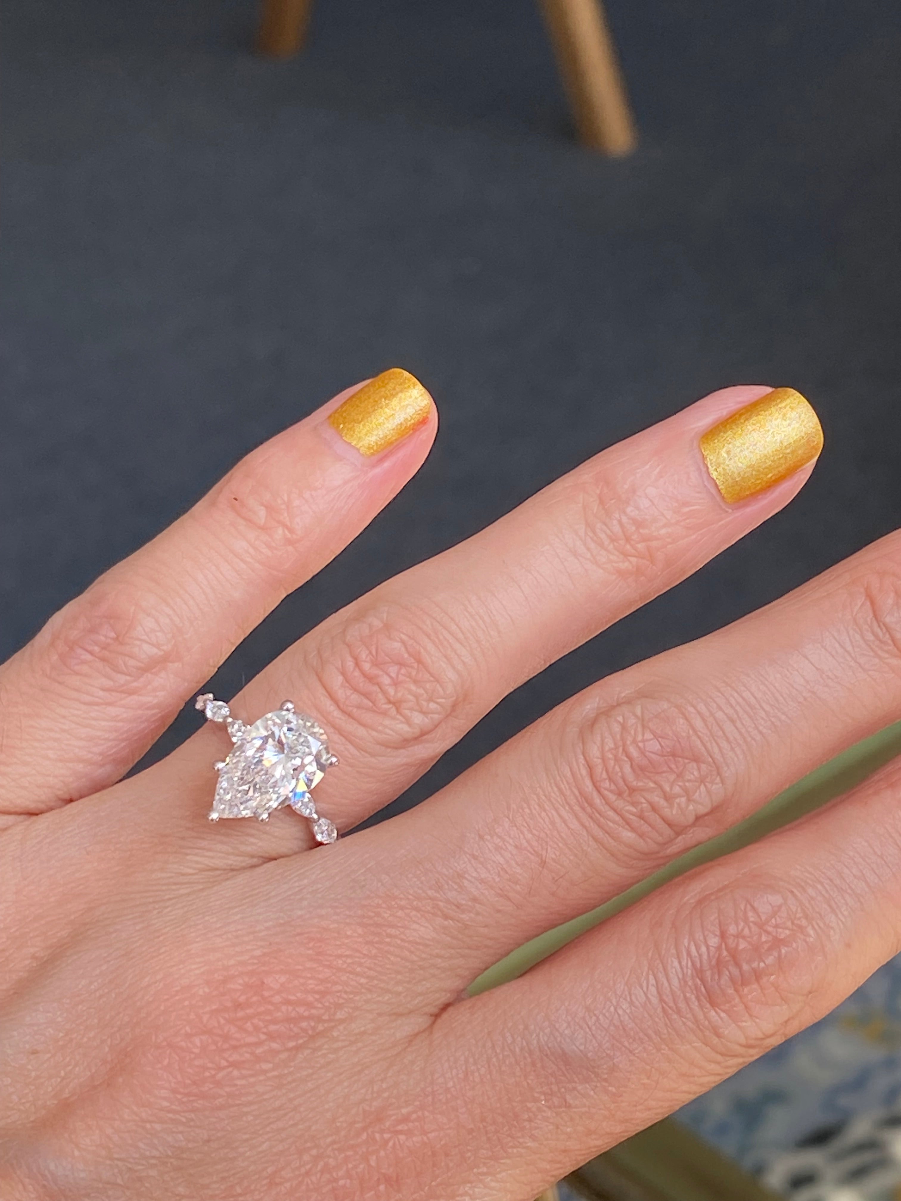3.05 Carat Pear Cut D Colour Lab Diamond Solitaire Engagement Ring in Platinum