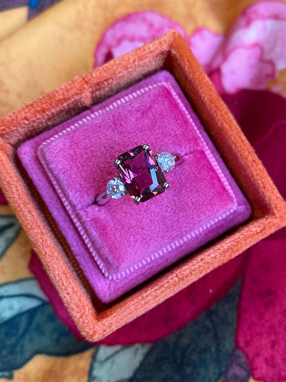 2.46 Carat Cut Pink Tourmaline and Diamond Ring in Platinum