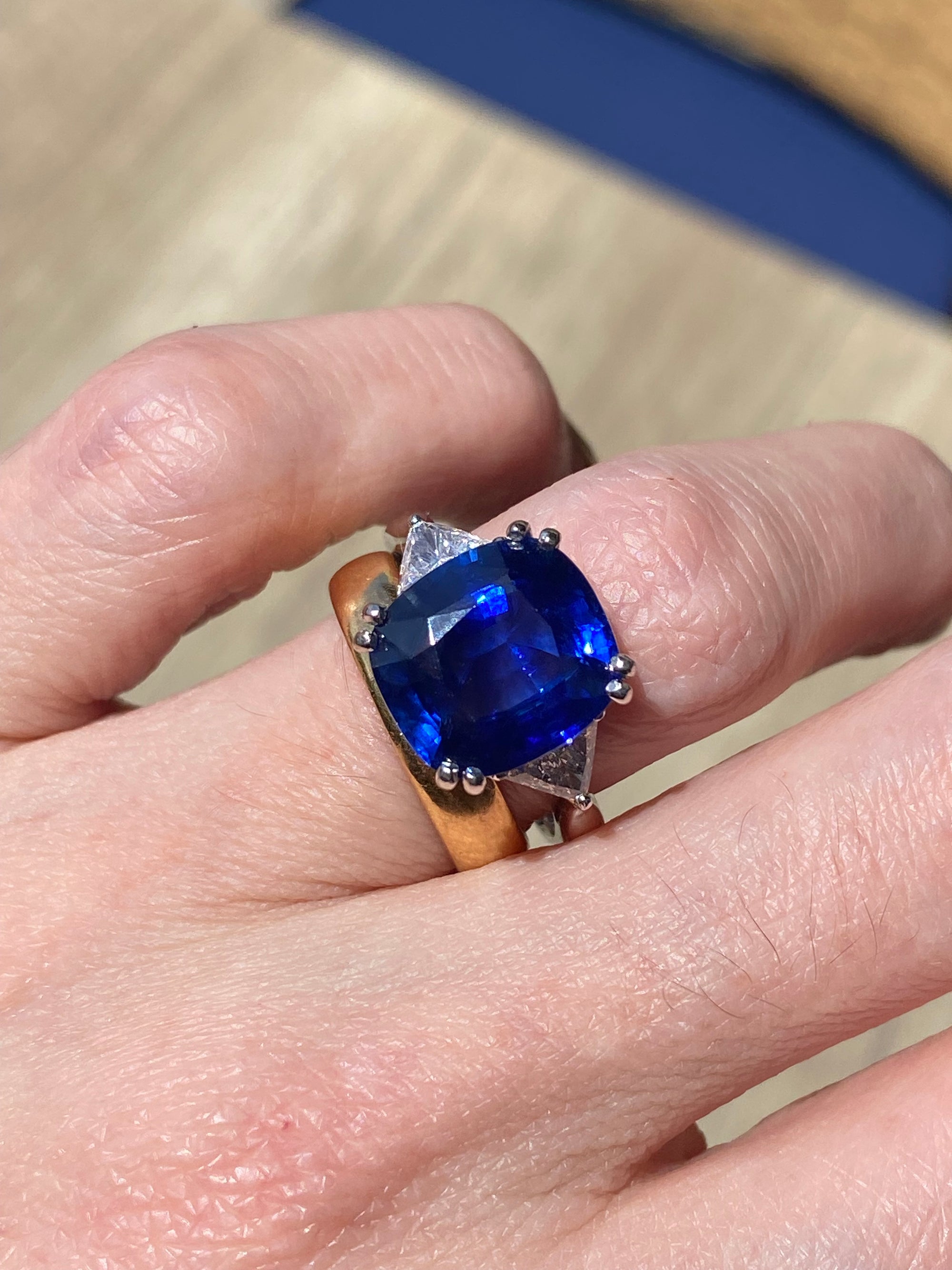 7.82 Carat GIA Certified Blue Ceylon Sapphire and Natural Diamond Engagement Ring in Platinum