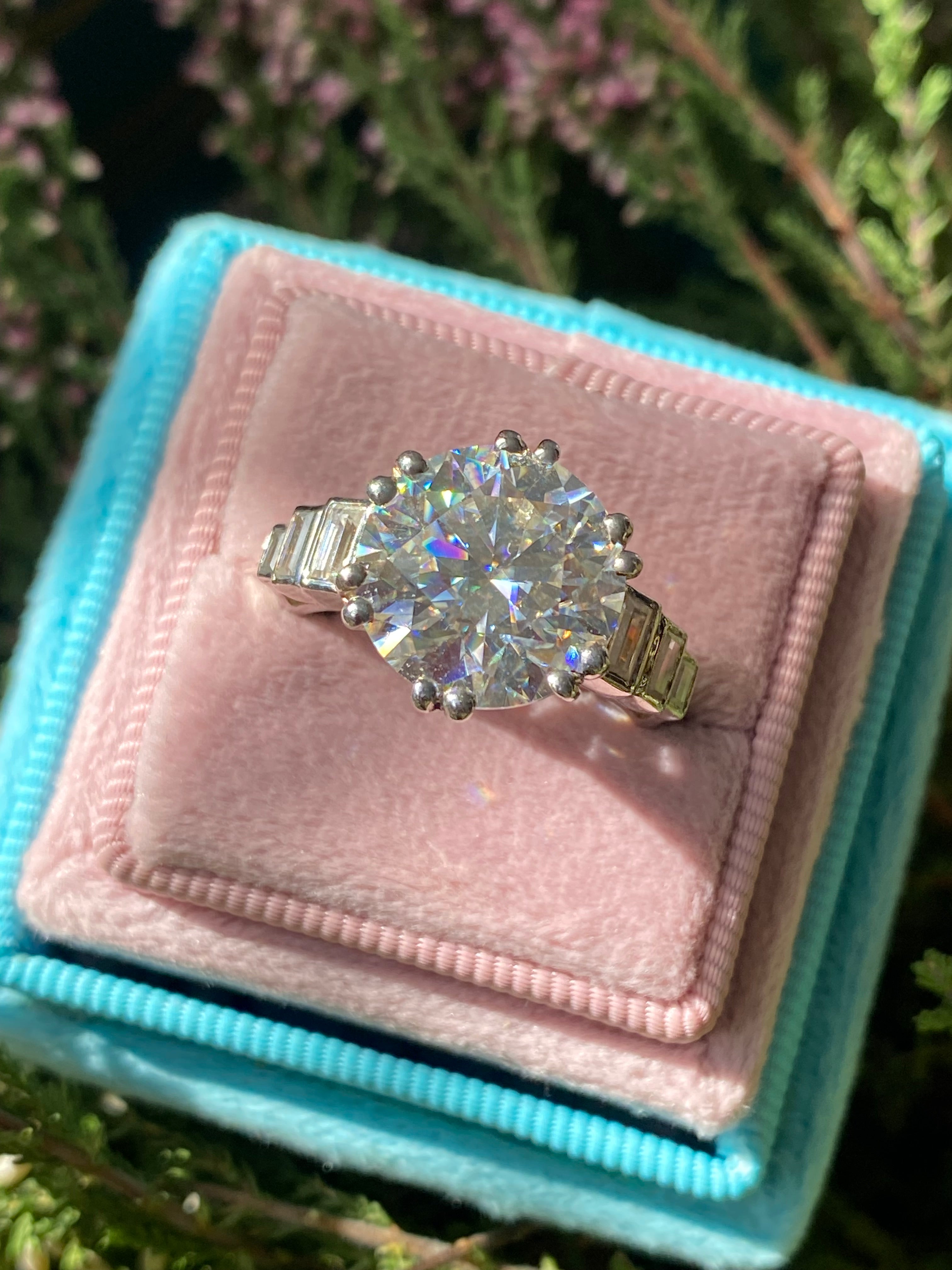 6.45 CTW Round Brilliant Cut Moissanite Solitaire Engagement Ring in Sterling Silver