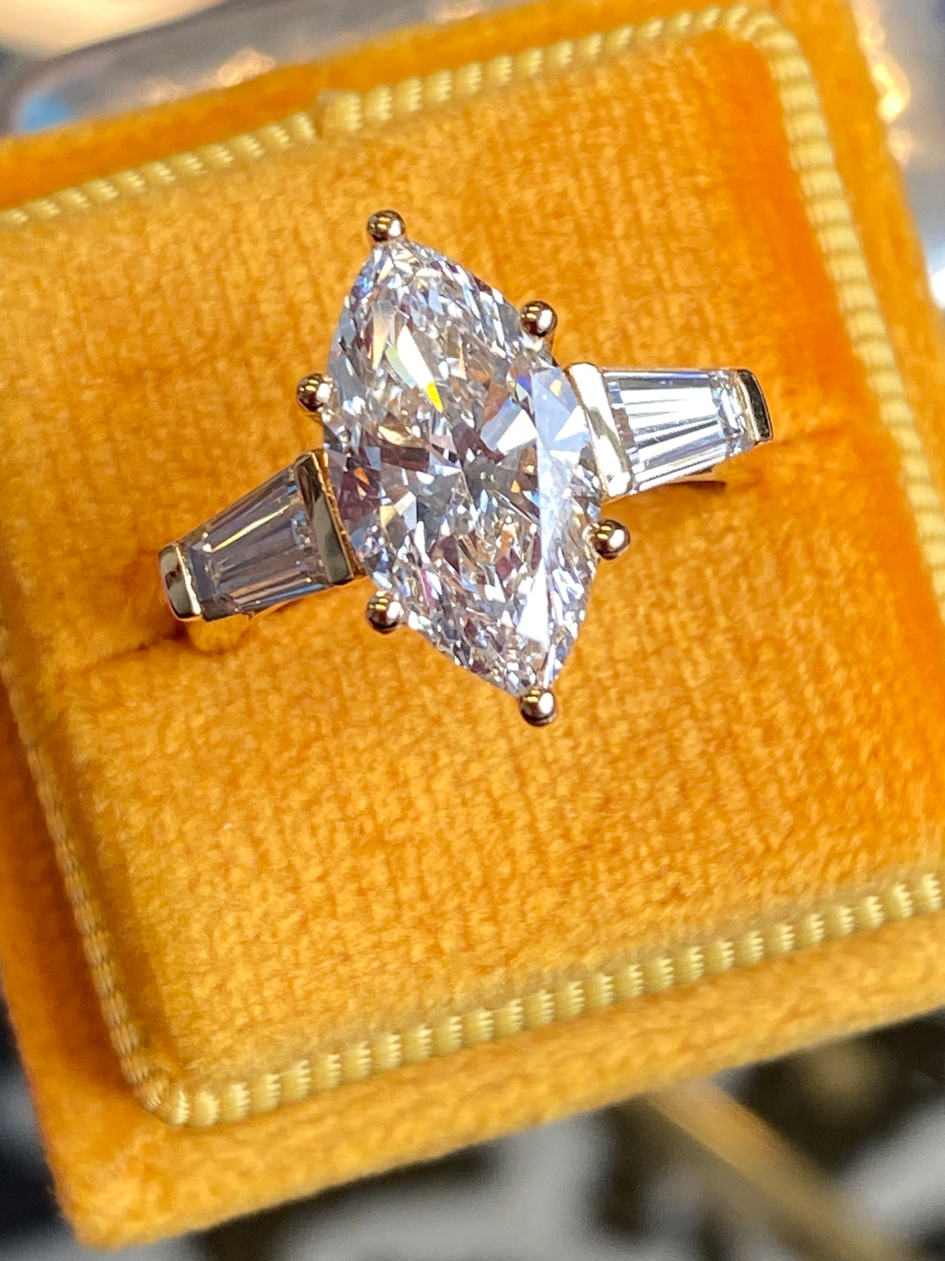 4.04 CTW Marquise Cut D Colour VS1 Lab Diamond Engagement Ring in 18ct Yellow Gold