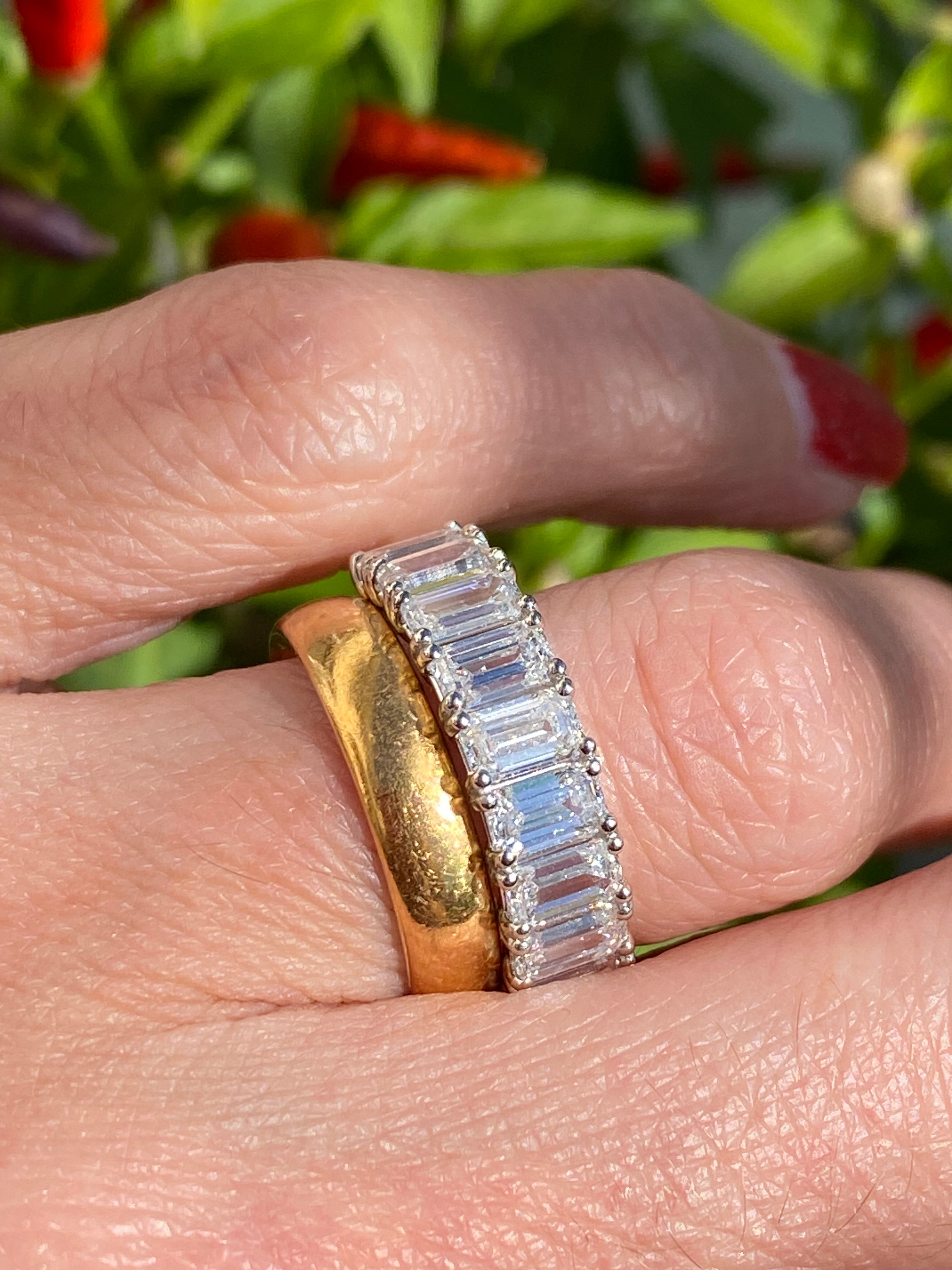 3.46 CTW Emerald Cut Lab Grown Diamond Half Eternity Ring in Platinum
