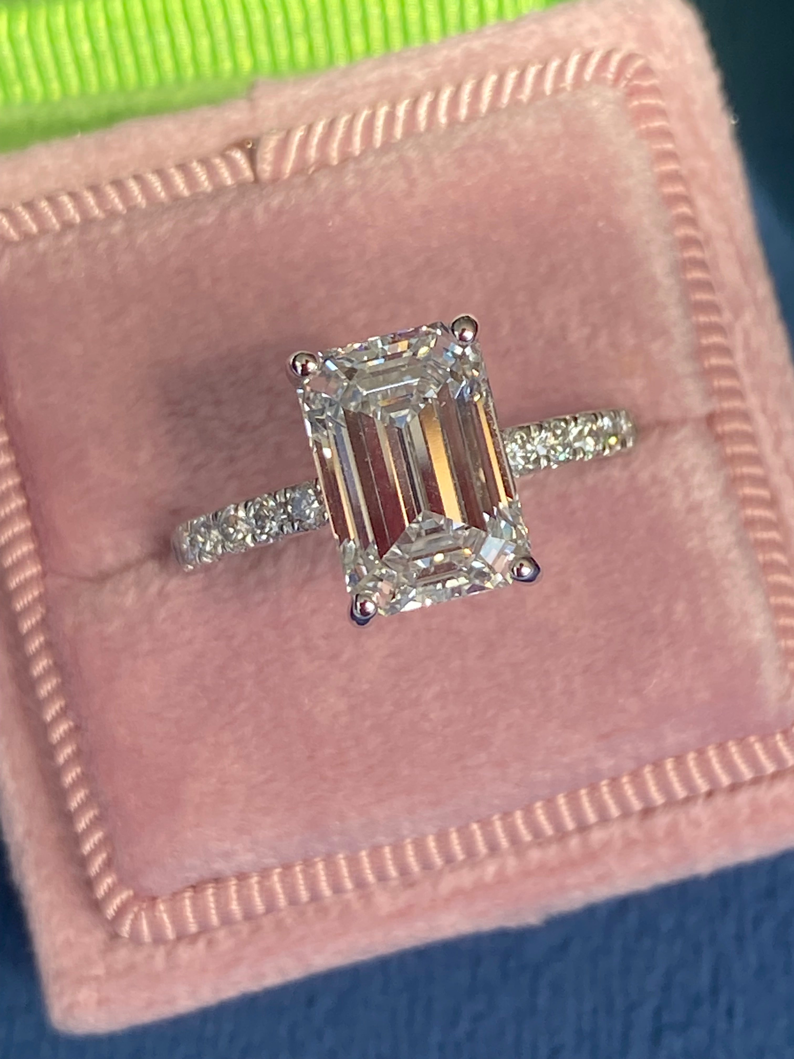 3.04 Carat Emerald Cut D Colour VS1 Lab Diamond Solitaire Engagement Ring in Platinum