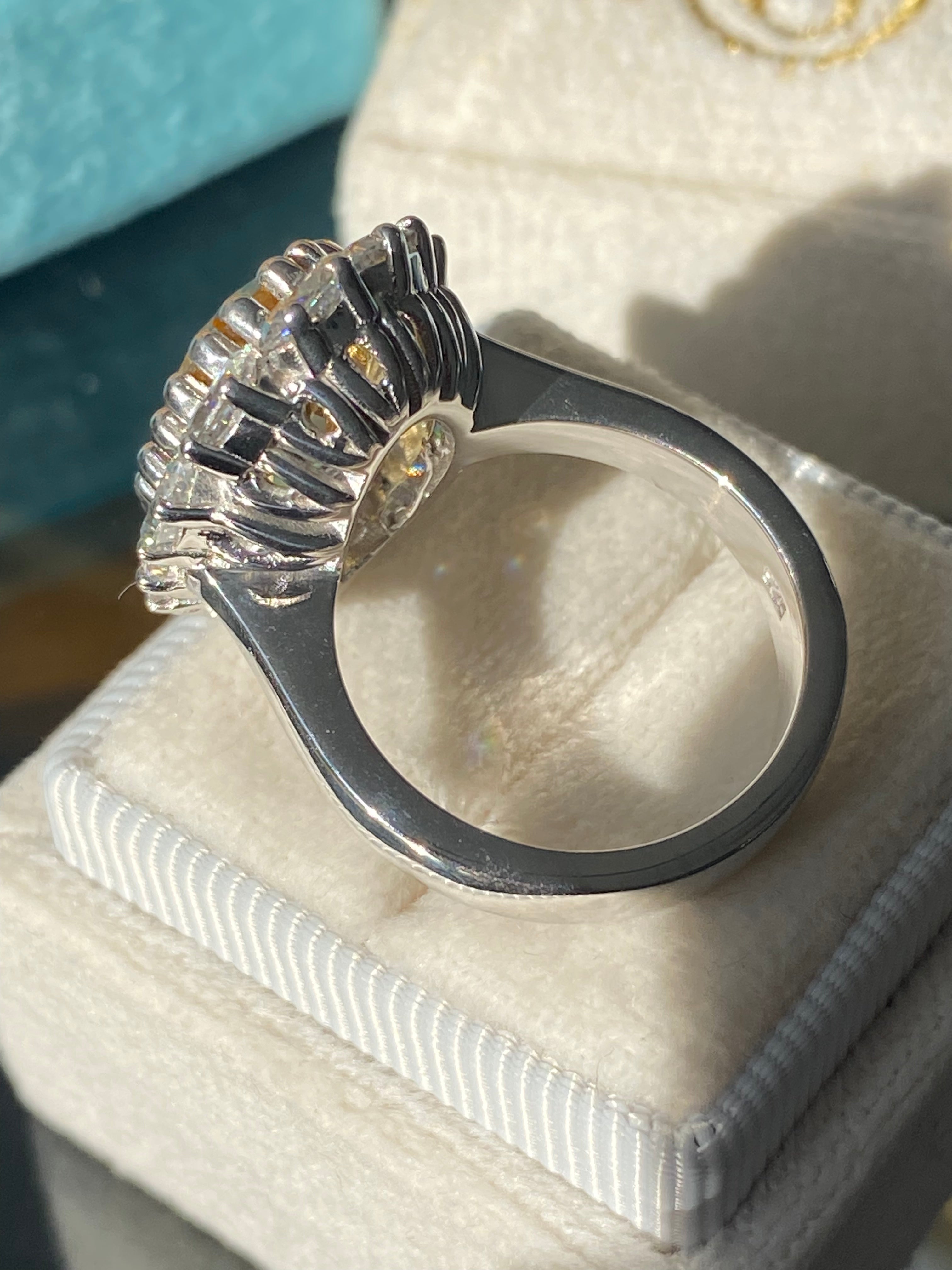 8.17 CTW Oval Cut Citrine and Moissanite Halo Cocktail Ring in Sterling Silver
