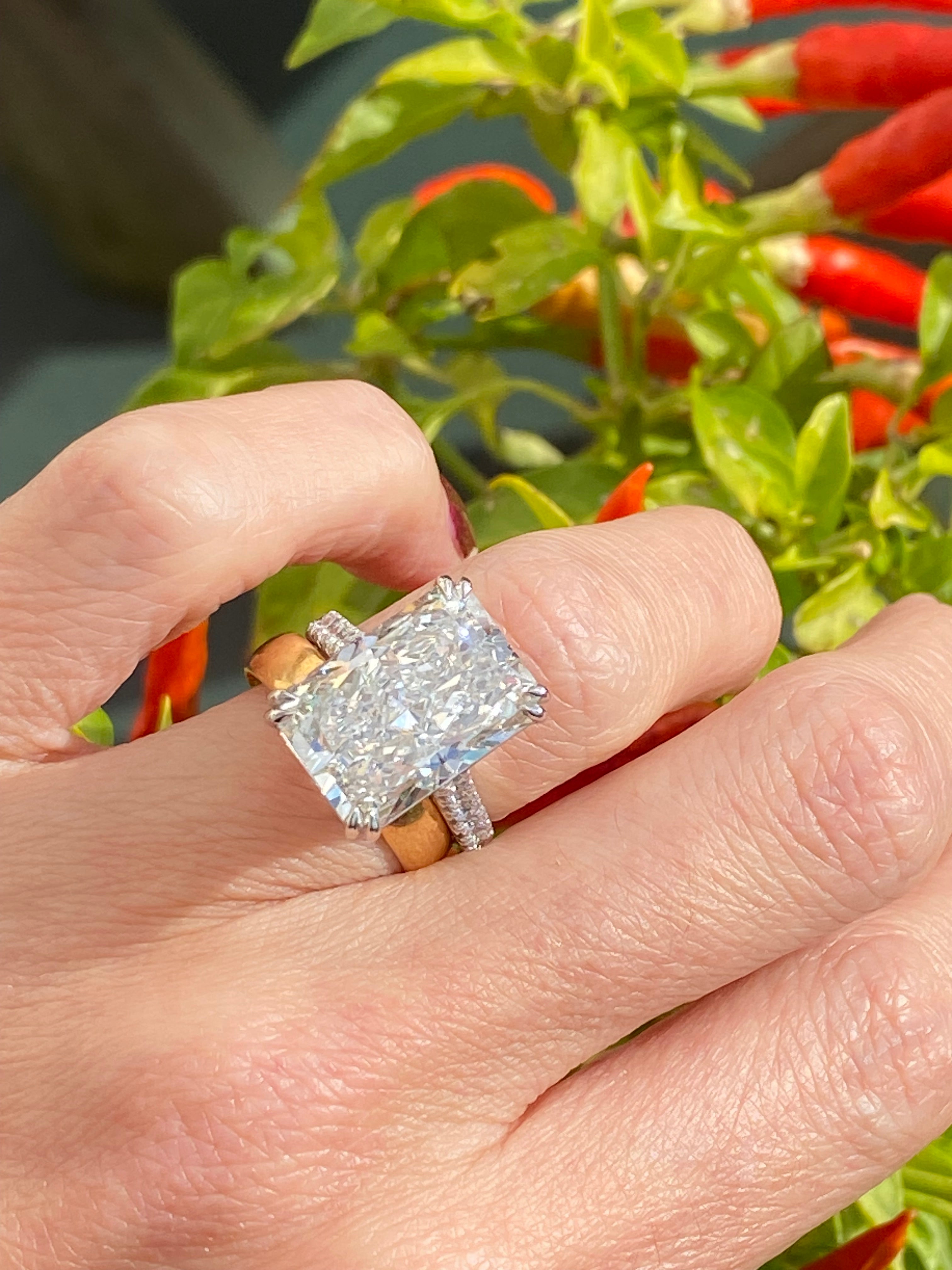 10.23 Carat Radiant Cut Lab Diamond Solitaire Engagement Ring in Platinum