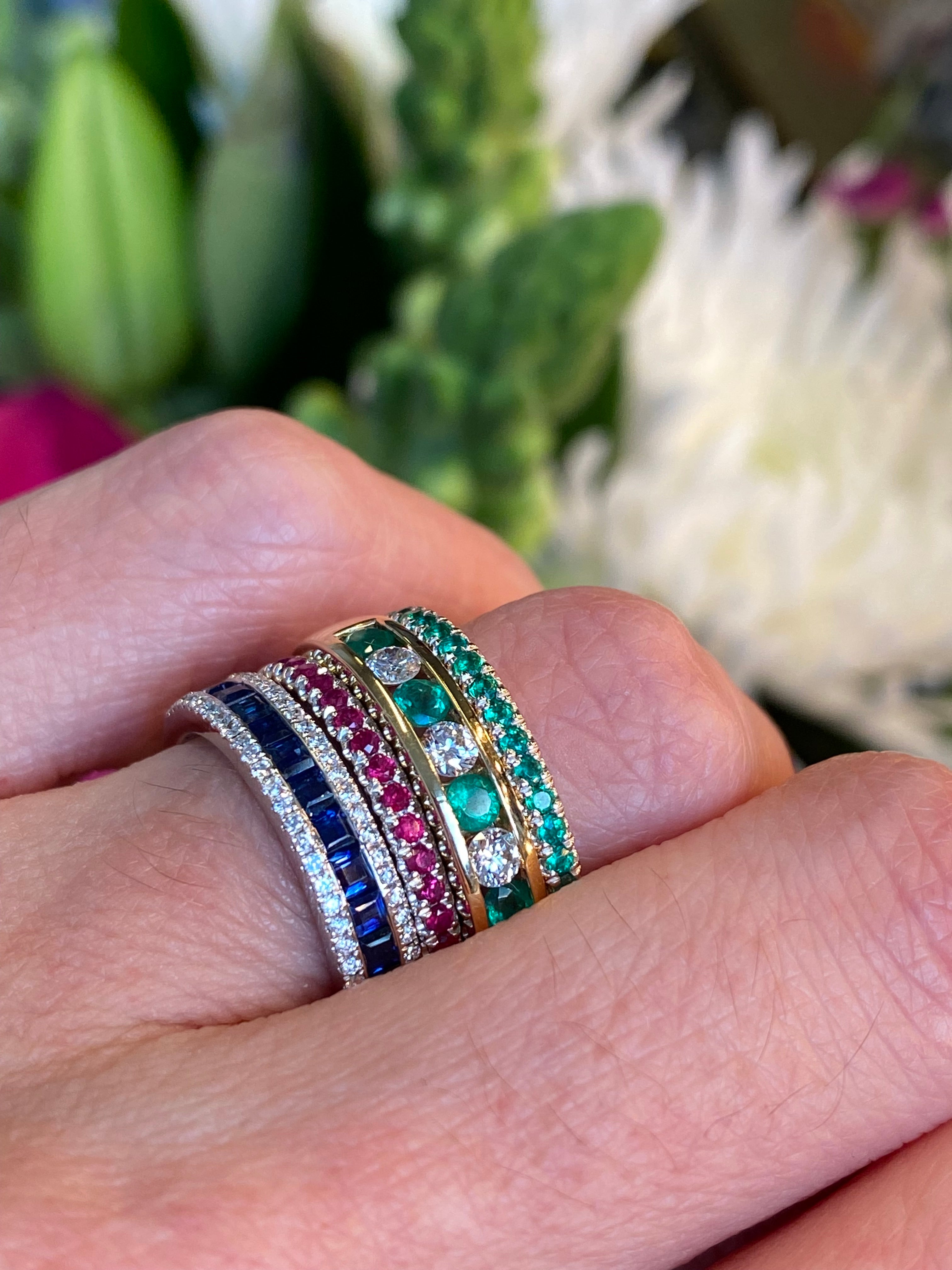 0.27 CTW Emerald Eternity Stacking Ring in Platinum
