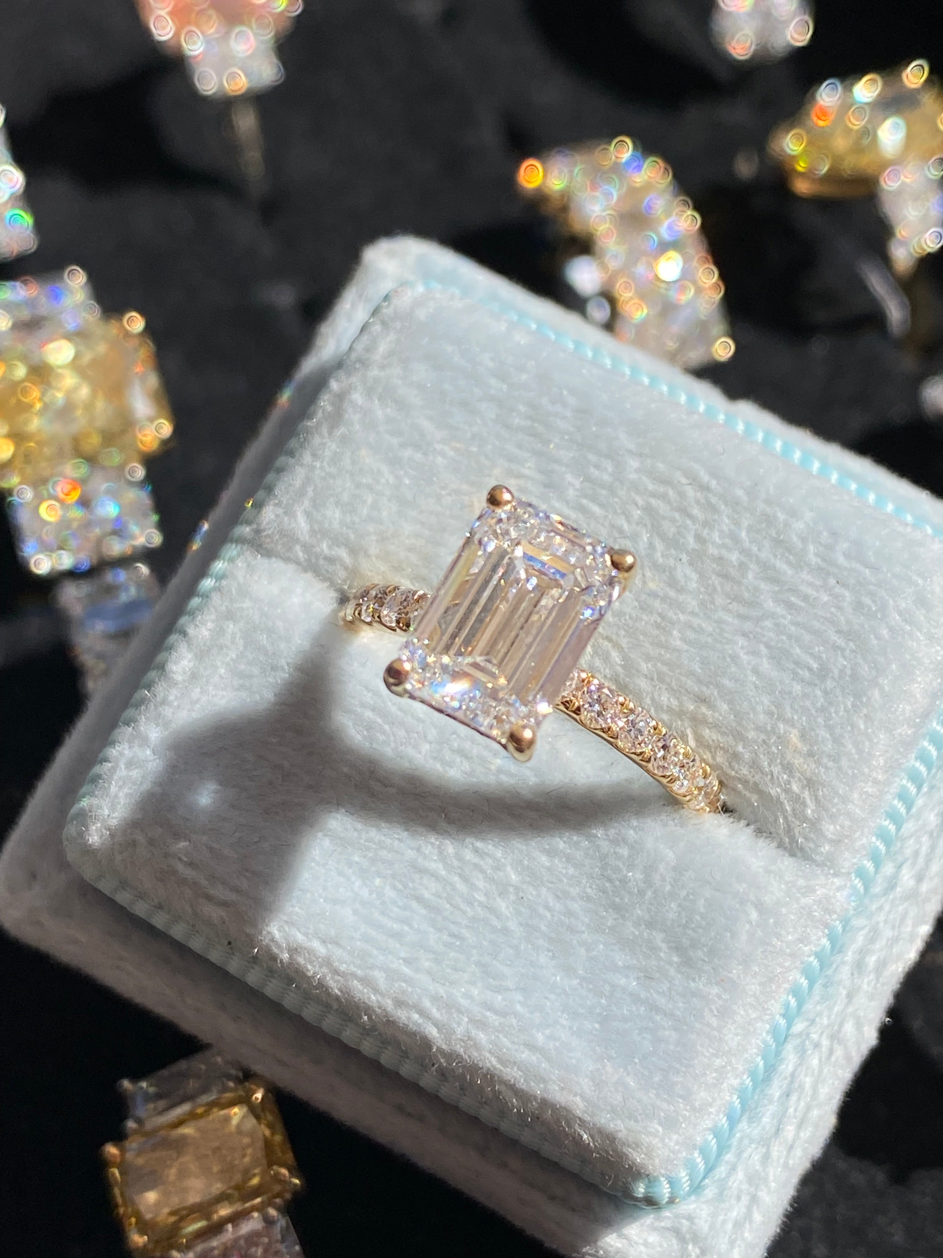 2.50 Carat Emerald Cut Lab Diamond Solitaire Engagement Ring in 18ct Yellow Gold