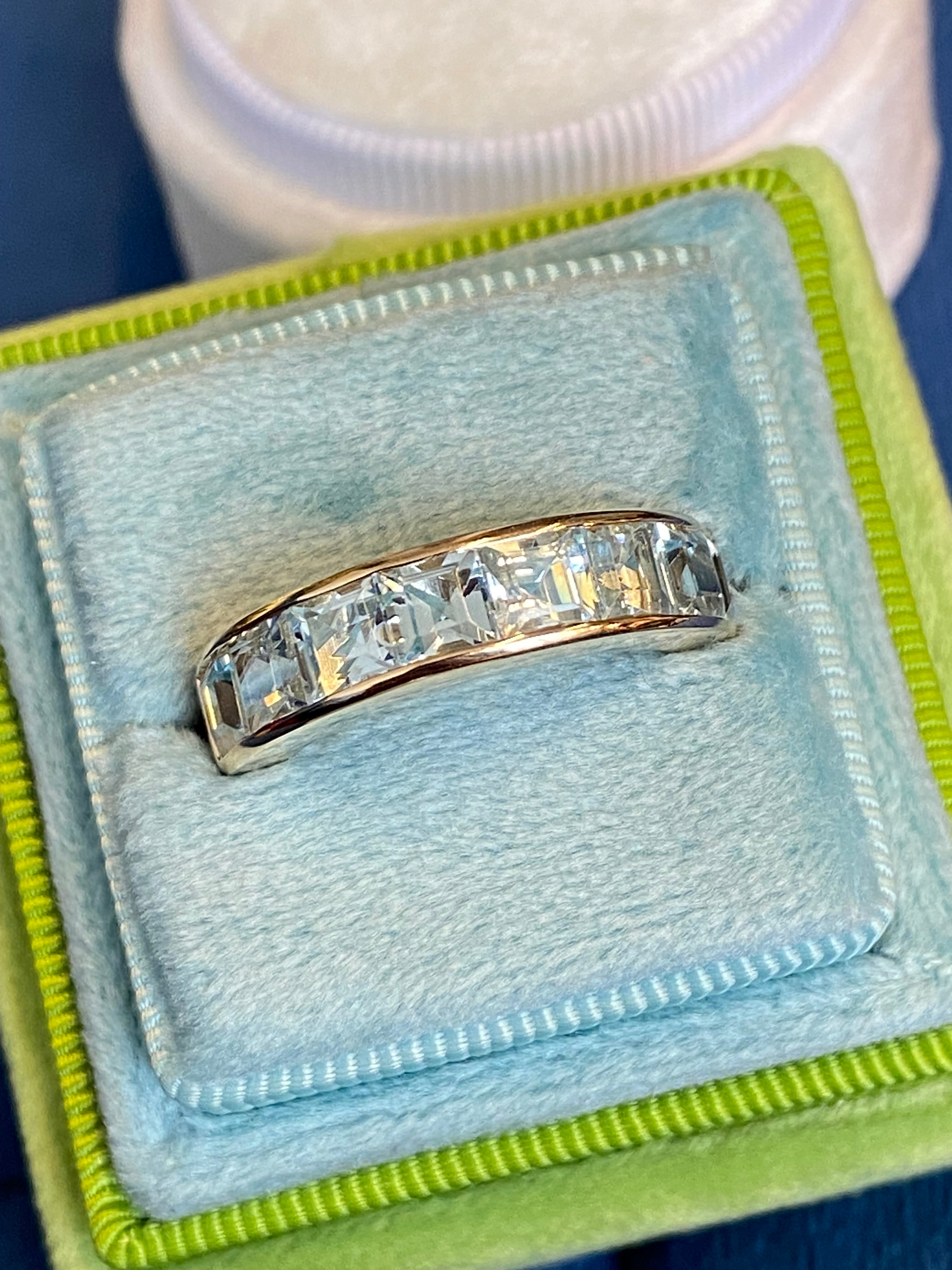 Stunning 2.33 CTW Aquamarine Eternity Ring in 9ct White Gold