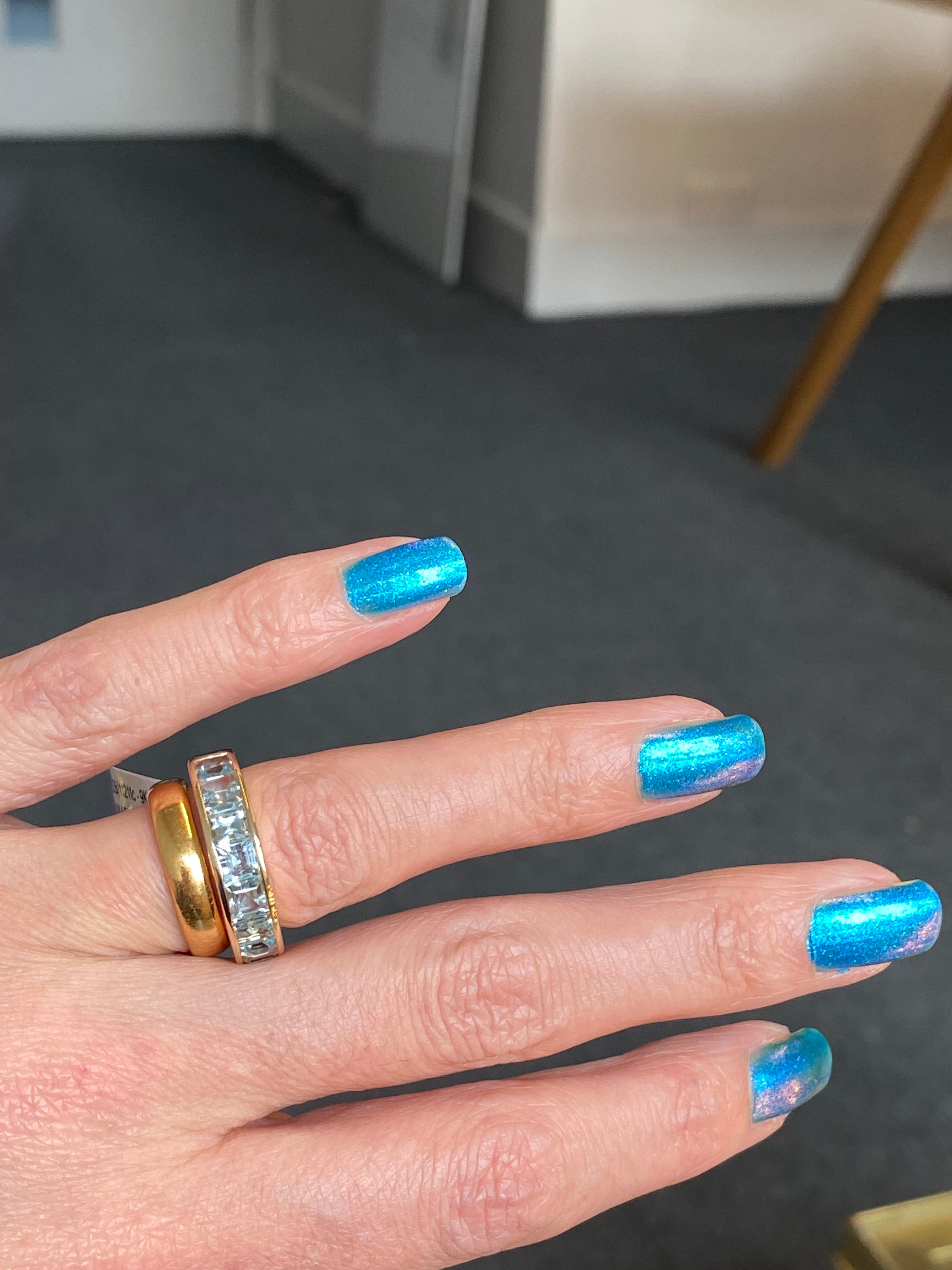 Stunning 2.33 CTW Aquamarine Eternity Ring in 9ct White Gold