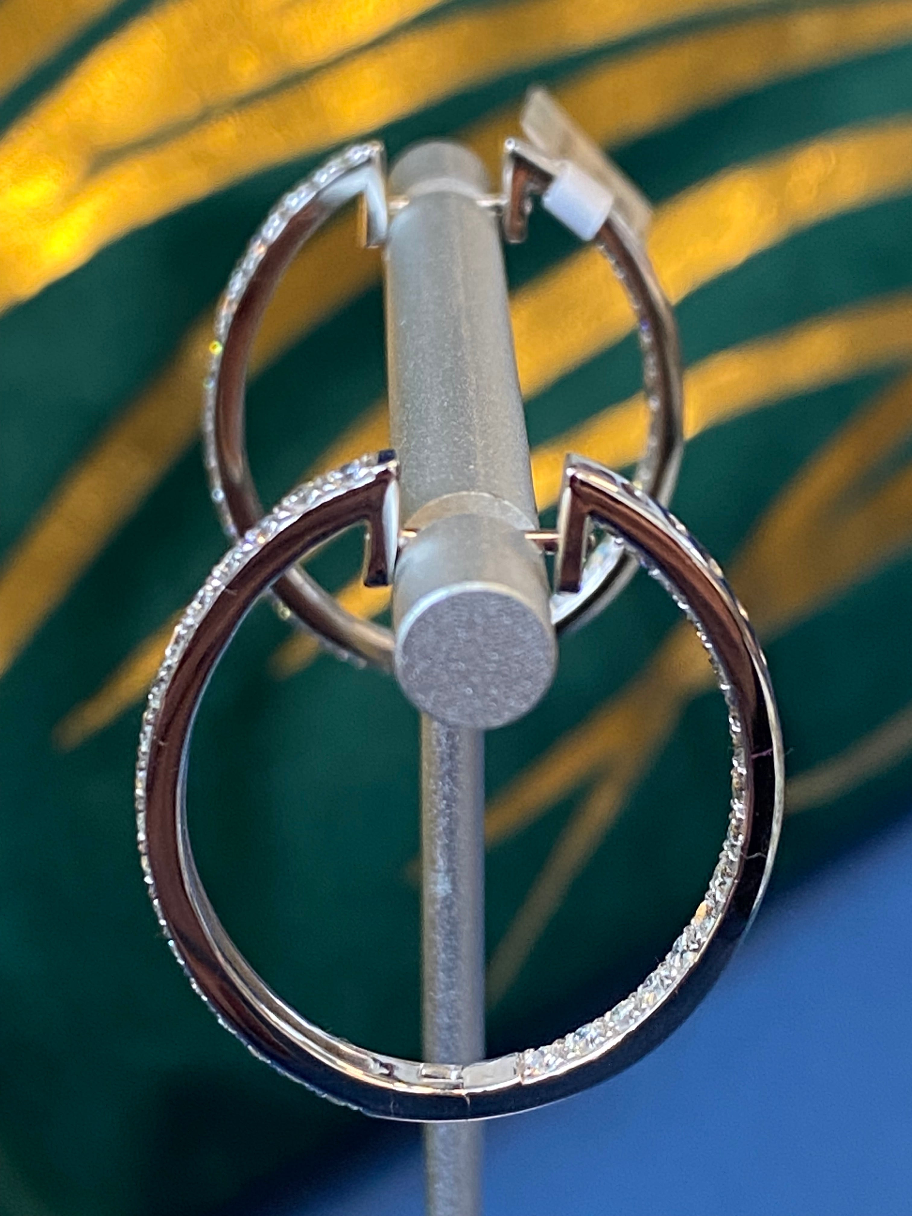 1.54 CTW Natural Diamond Hoop Earrings in 18ct White Gold