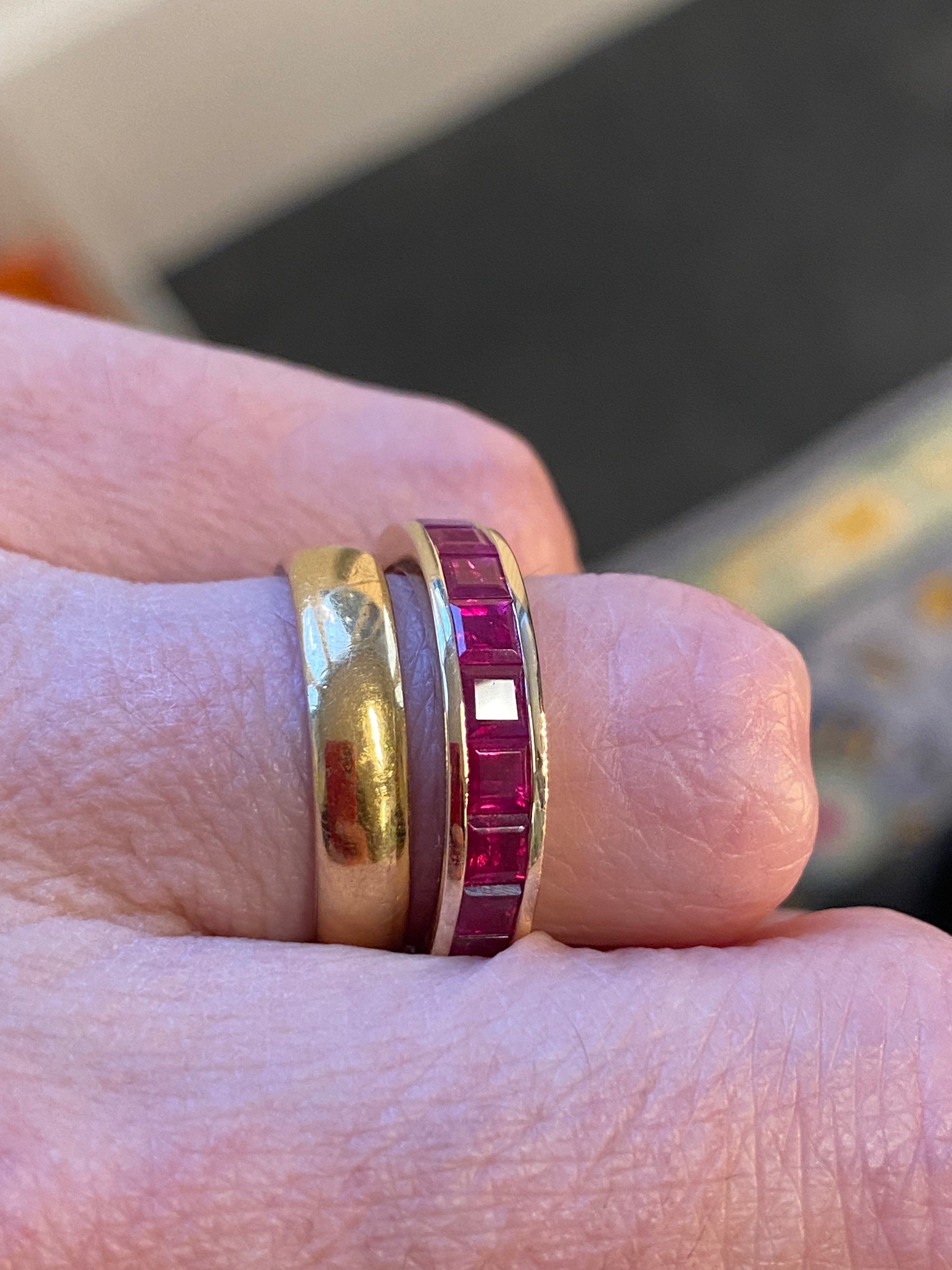 Princess Cut Channel Set Ruby in 9ct Yellow Gold