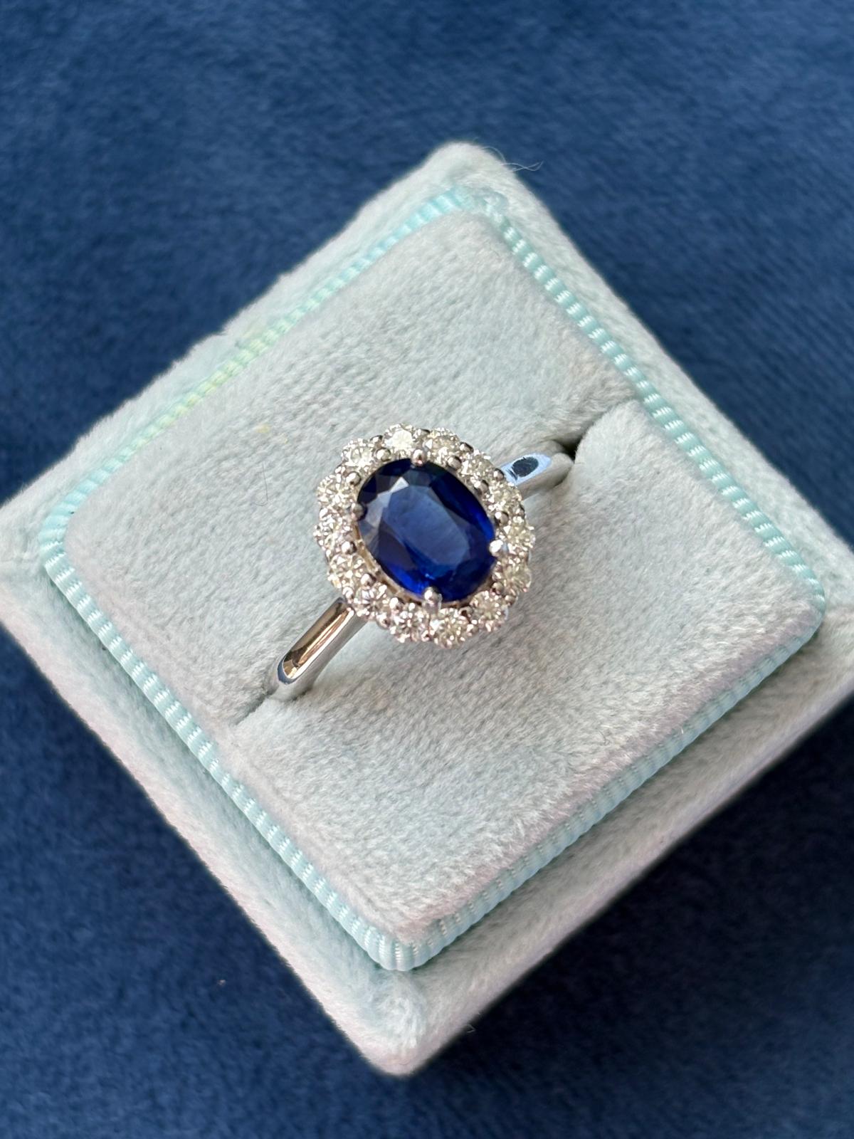 2.00 CTW Oval Cut Kyanite Moissanite Halo Ring in Sterling Silver