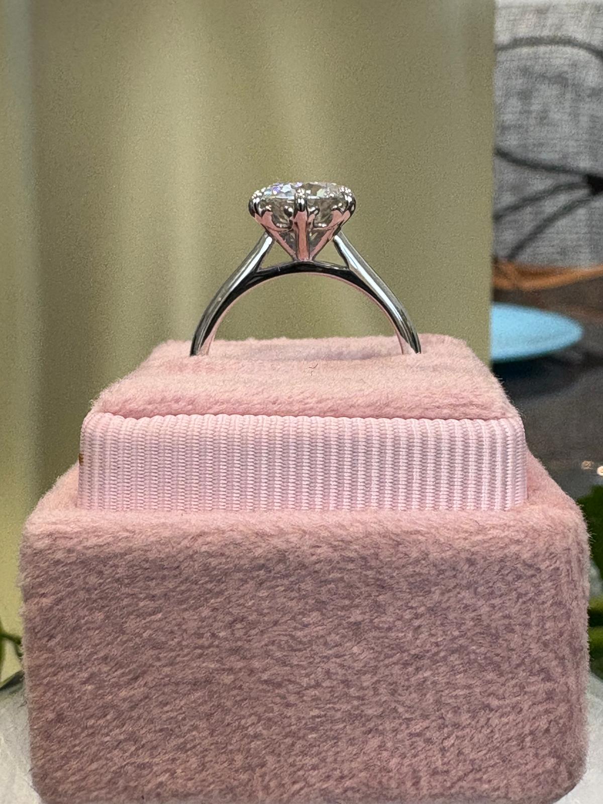 2.00 Carat Knife Edge Round Brilliant Moissanite Solitaire Ring