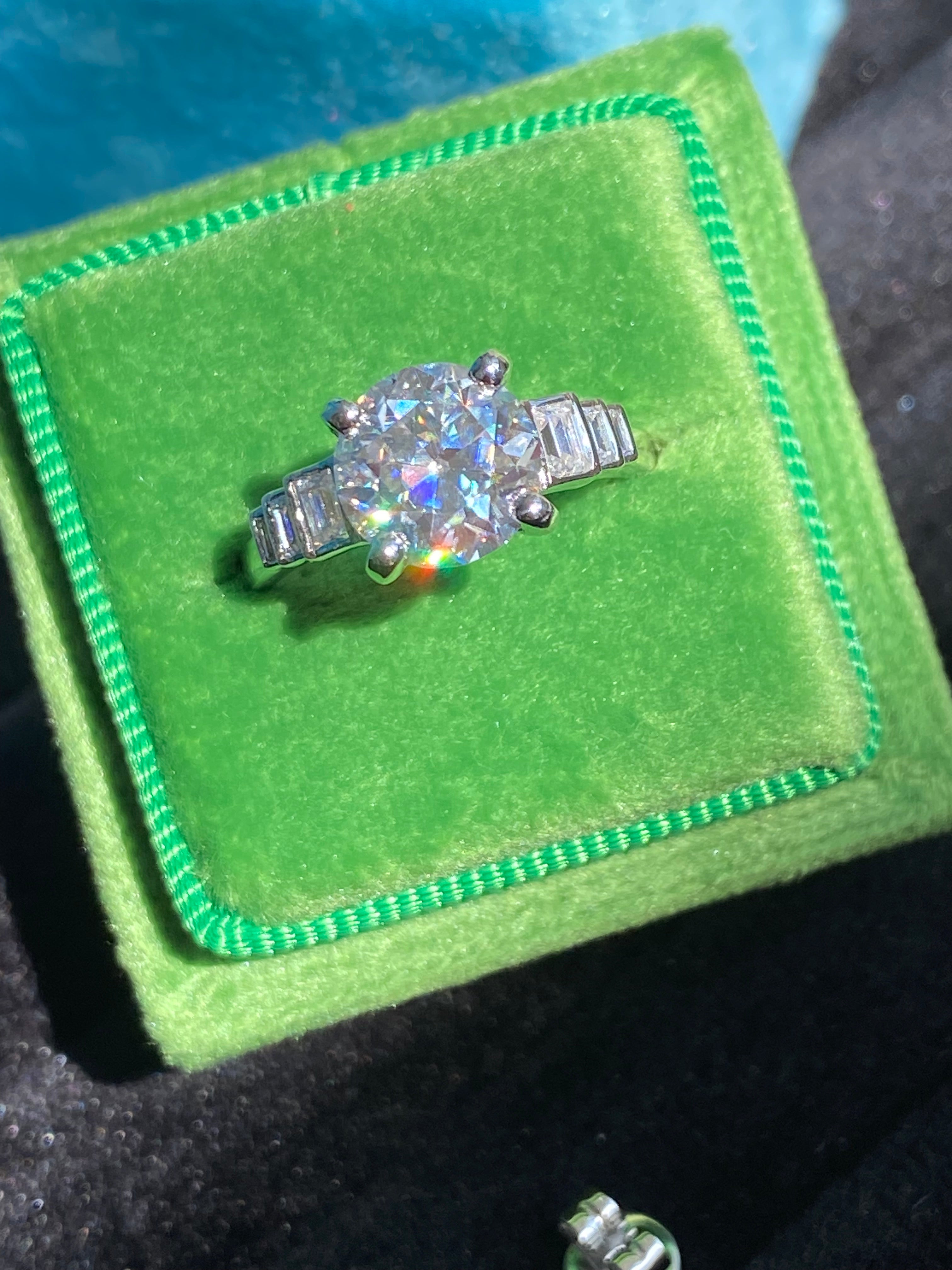 3.00 CTW Moissanite Art Deco Style Engagement Ring
