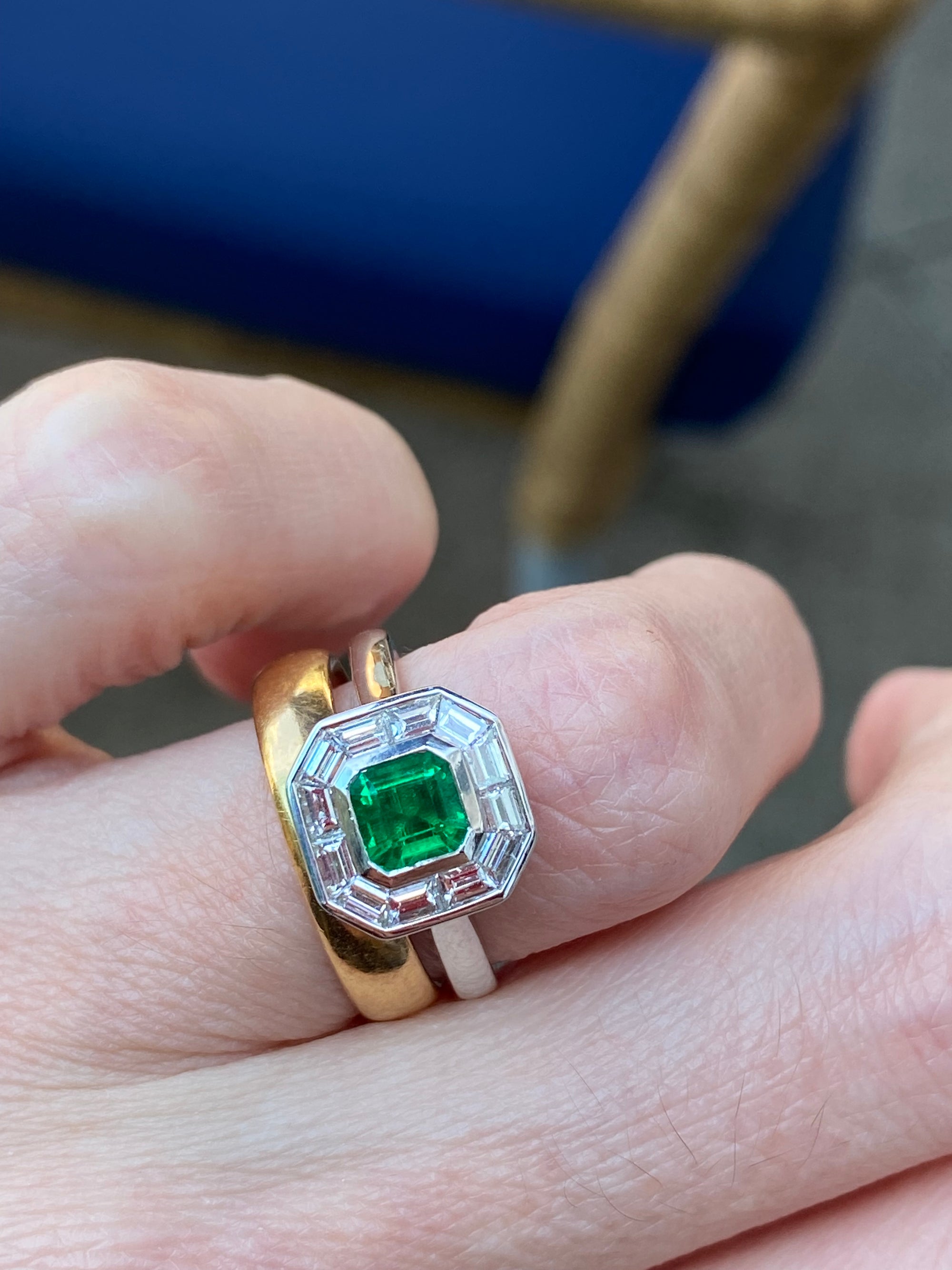 1.51 CTW Emerald and Natural Diamond Ring in Platinum