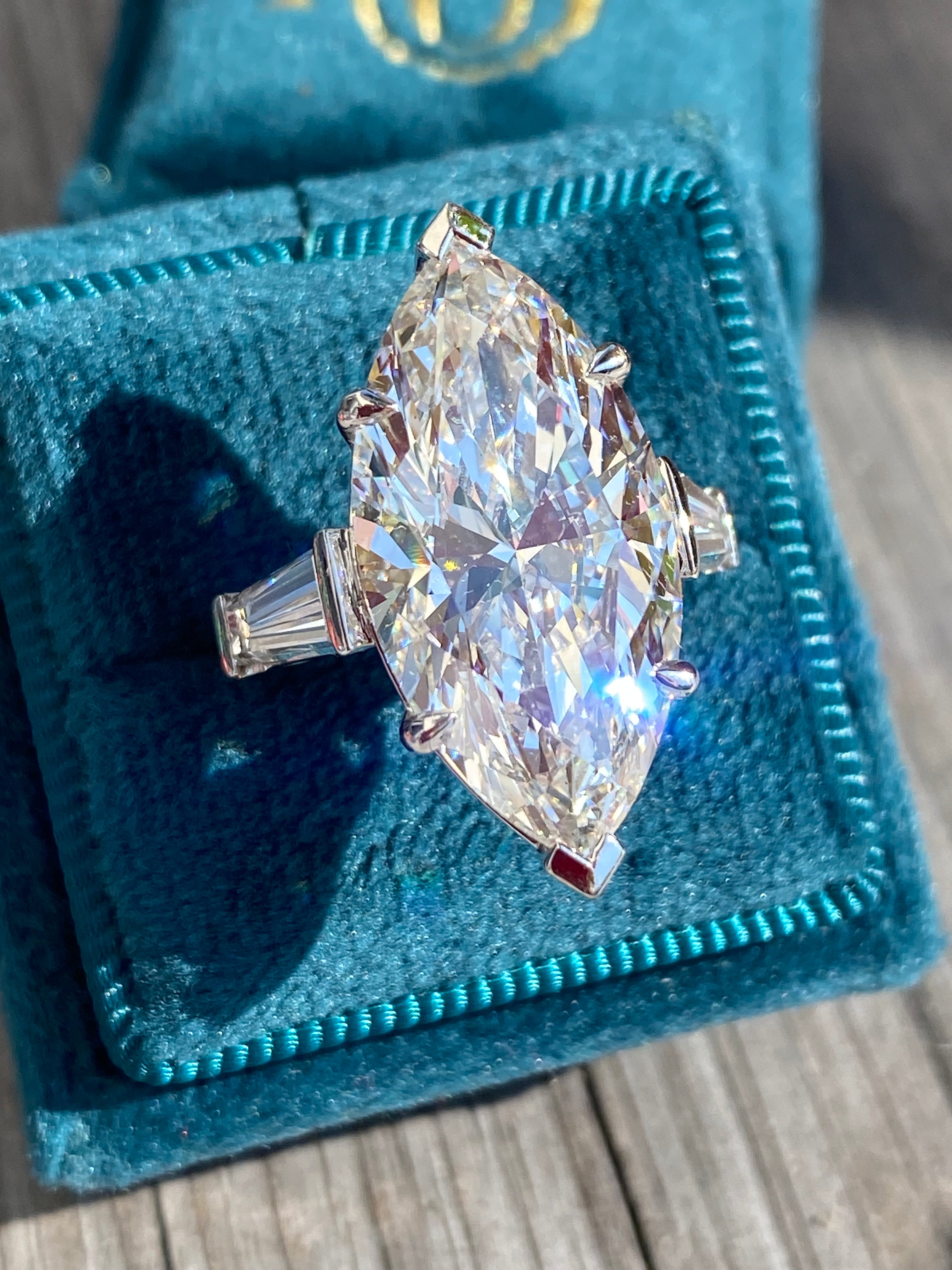 10.03 Carat Marquise Cut Lab Diamond Solitaire Engagement Ring in Platinum