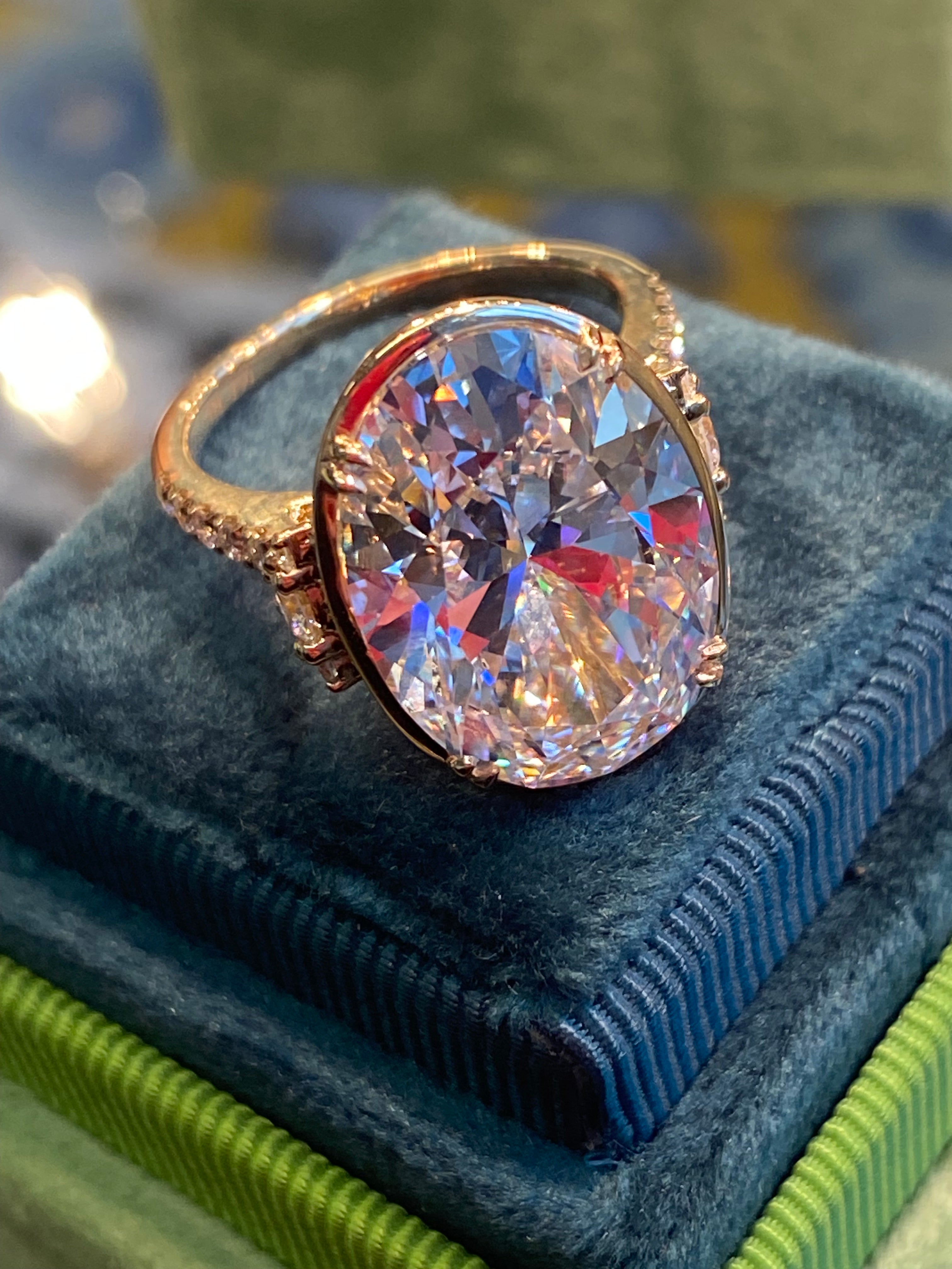 10.04 Carat Oval Cut Lab Diamond Solitaire Engagement Ring in 18ct Yellow Gold