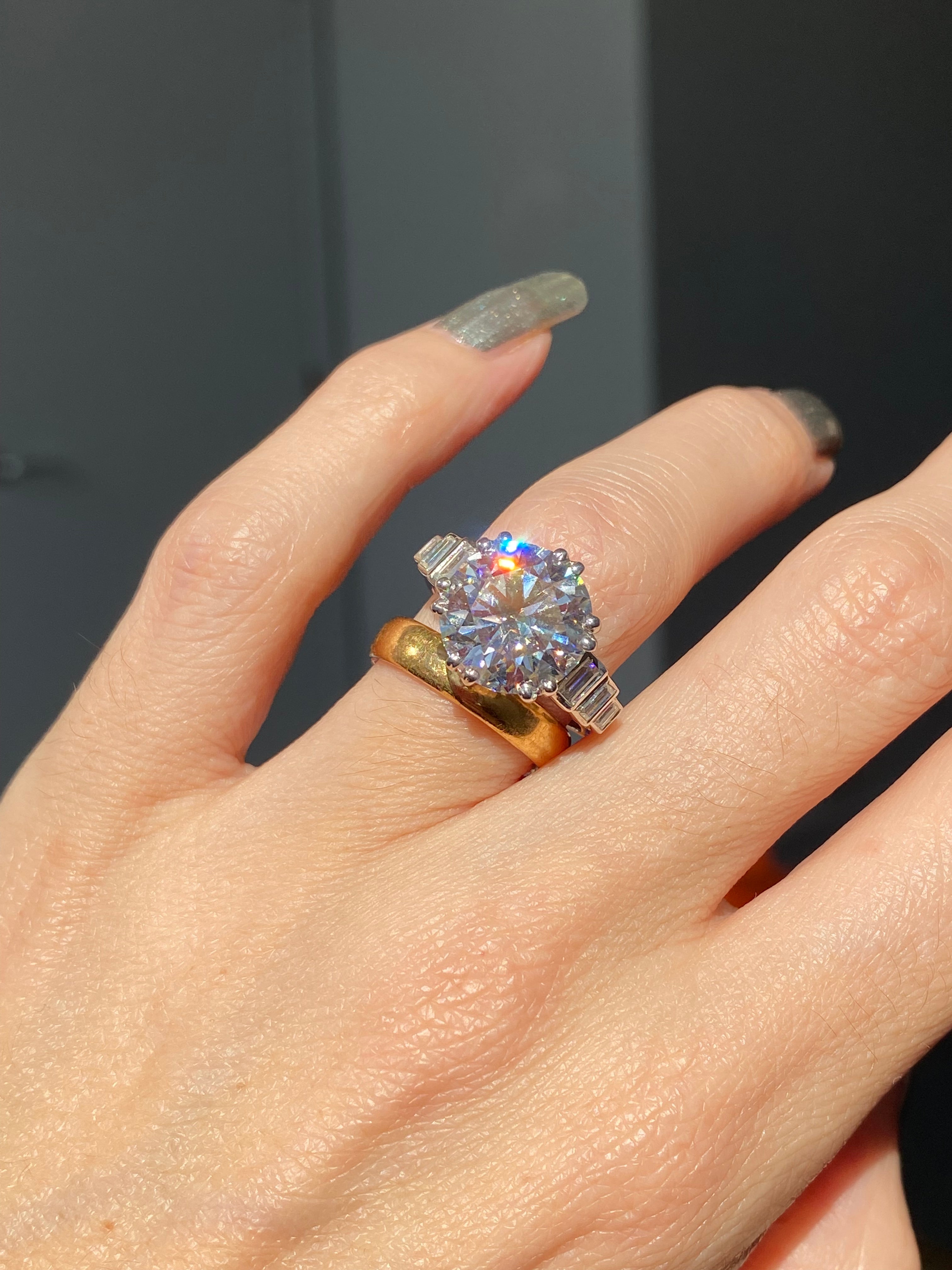 6.45 CTW Round Brilliant Cut Moissanite Solitaire Engagement Ring in Sterling Silver