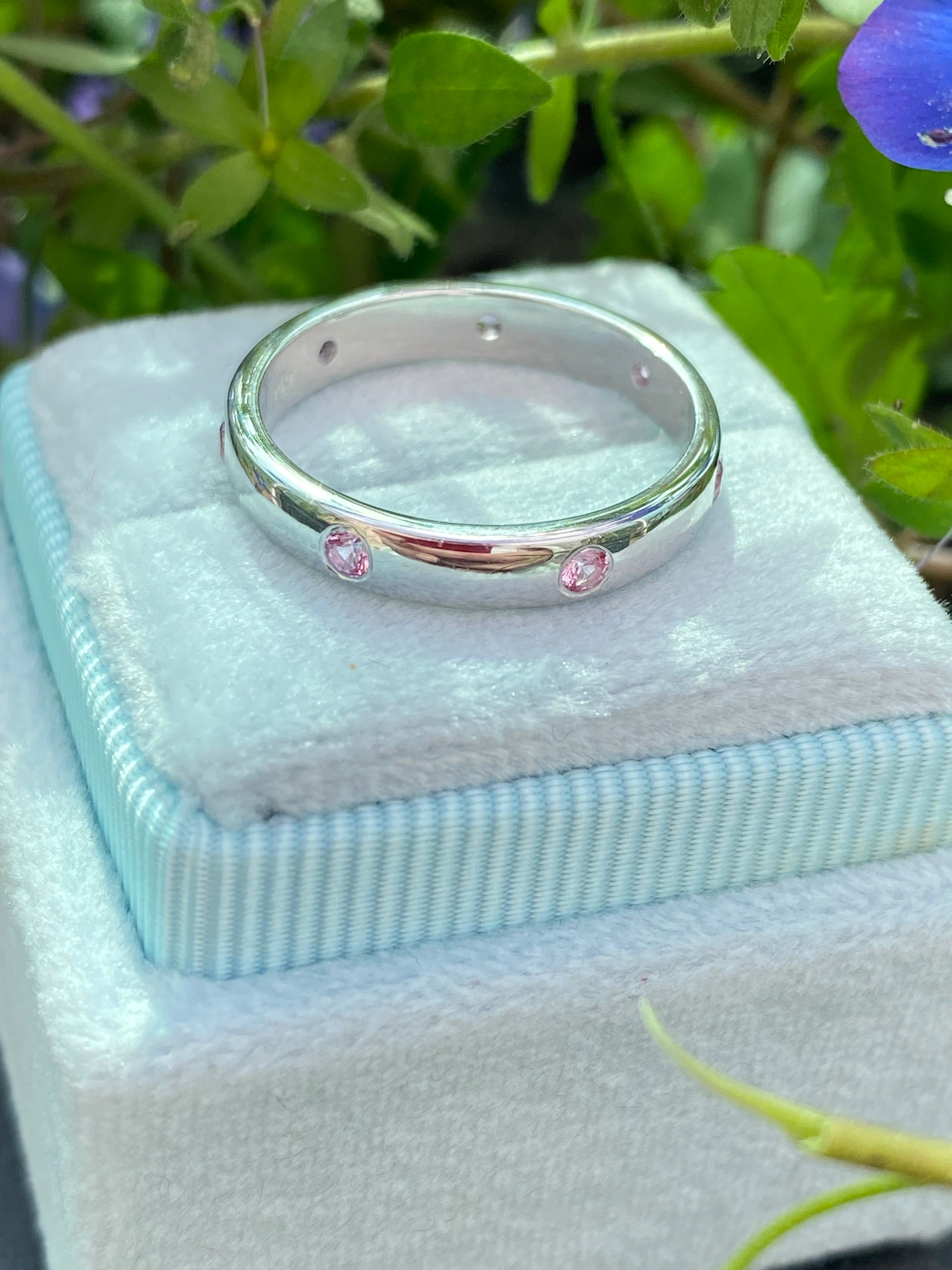 0.21ctw Pink Sapphire Eternity Stacking Ring