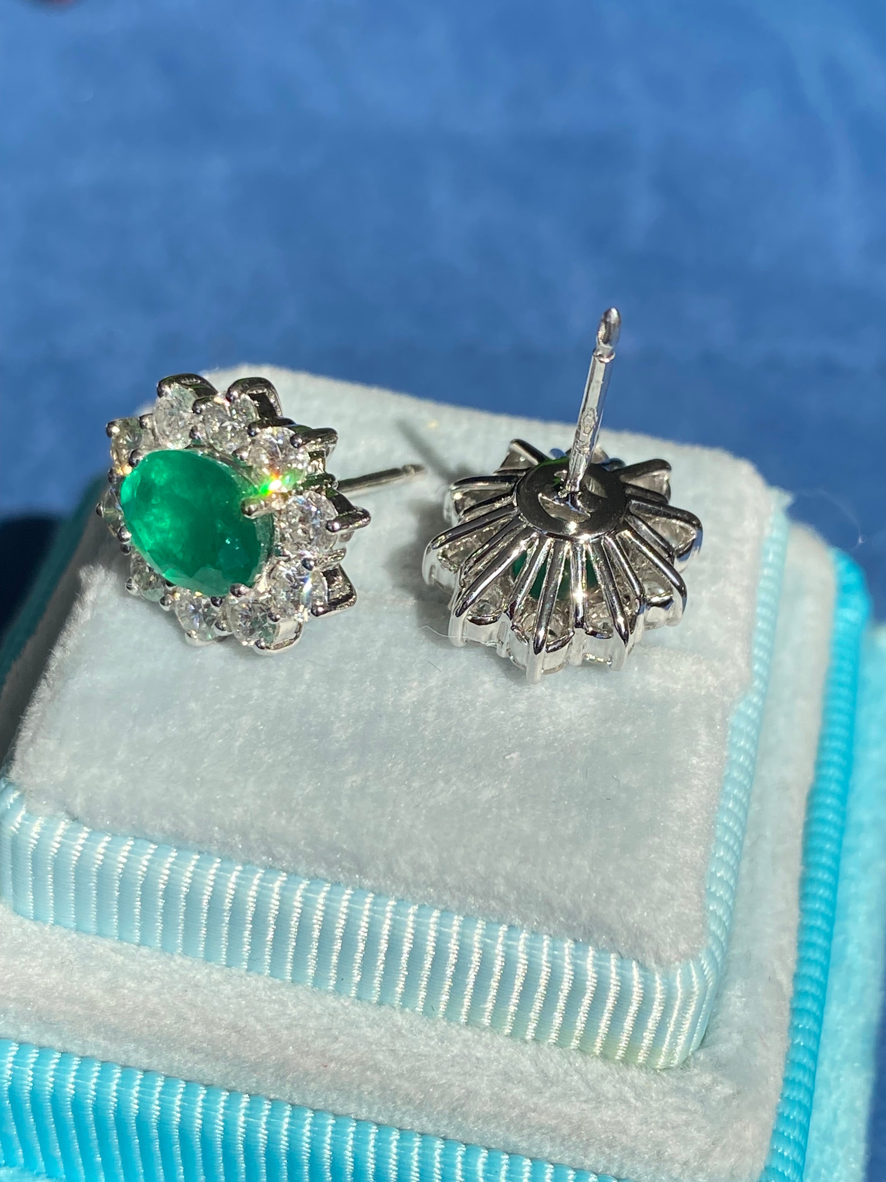 Extraordinary 3.65 CTW Emerald Earrings in 18ct White Gold