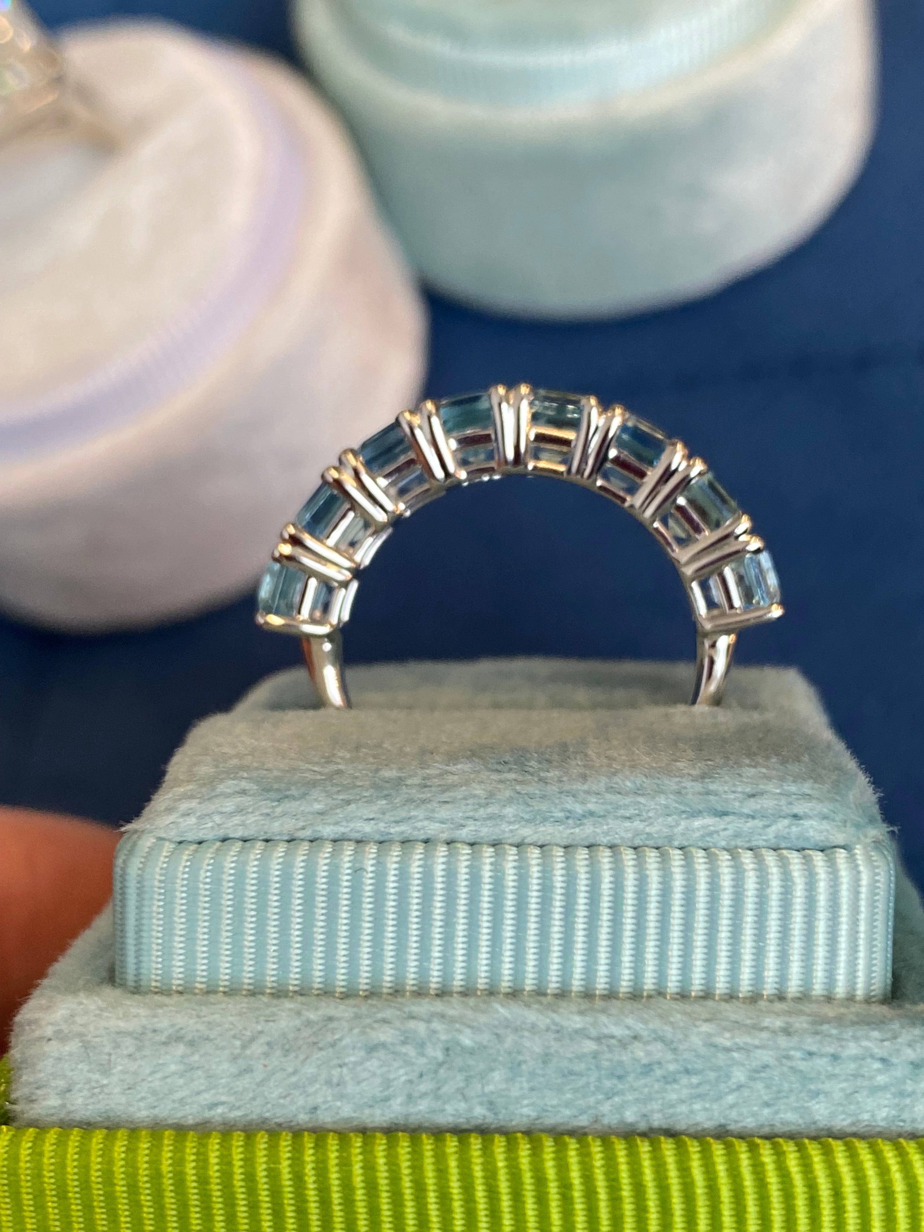 4.34 CTW Aquamarine Eternity Ring in 9ct White Gold