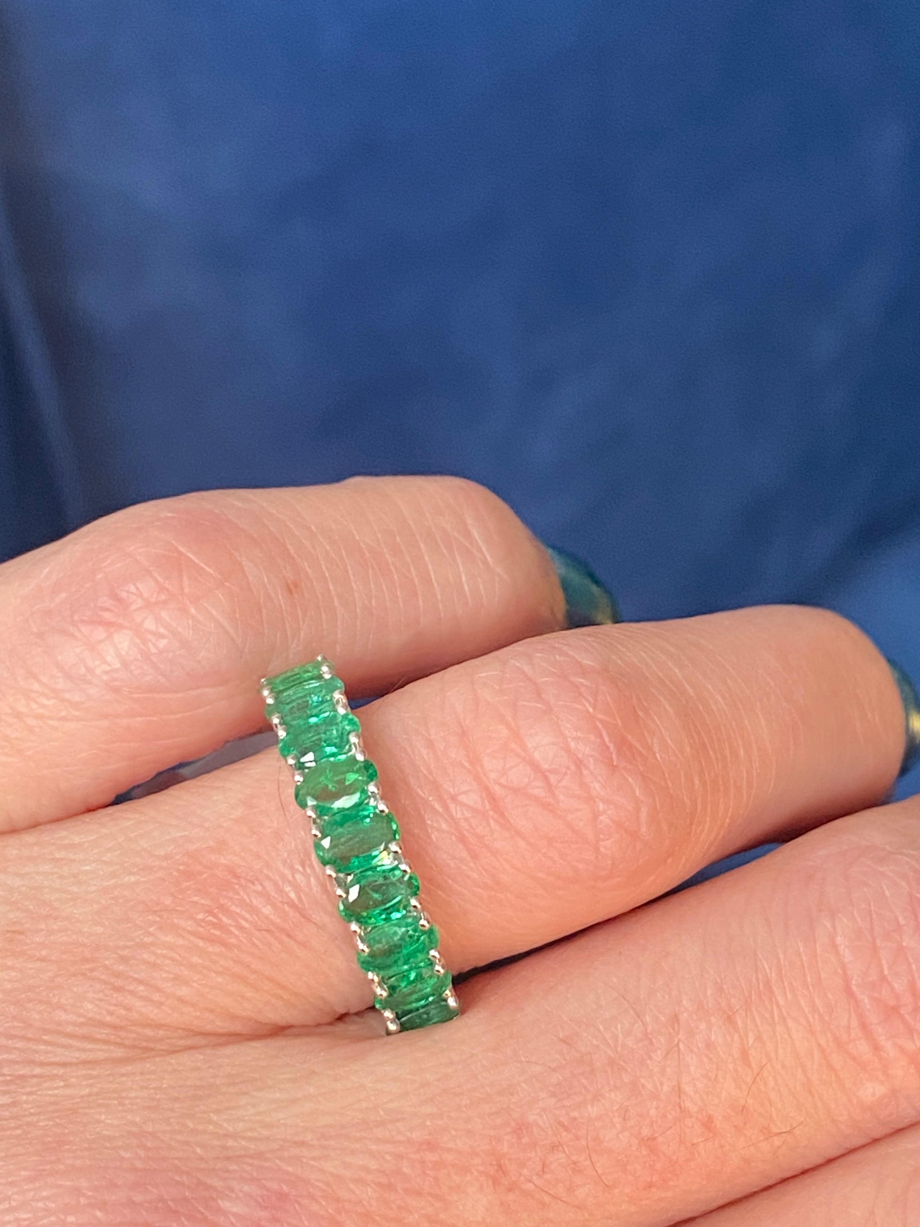 1.74 CTW Emerald Eternity Ring in 9ct White Gold